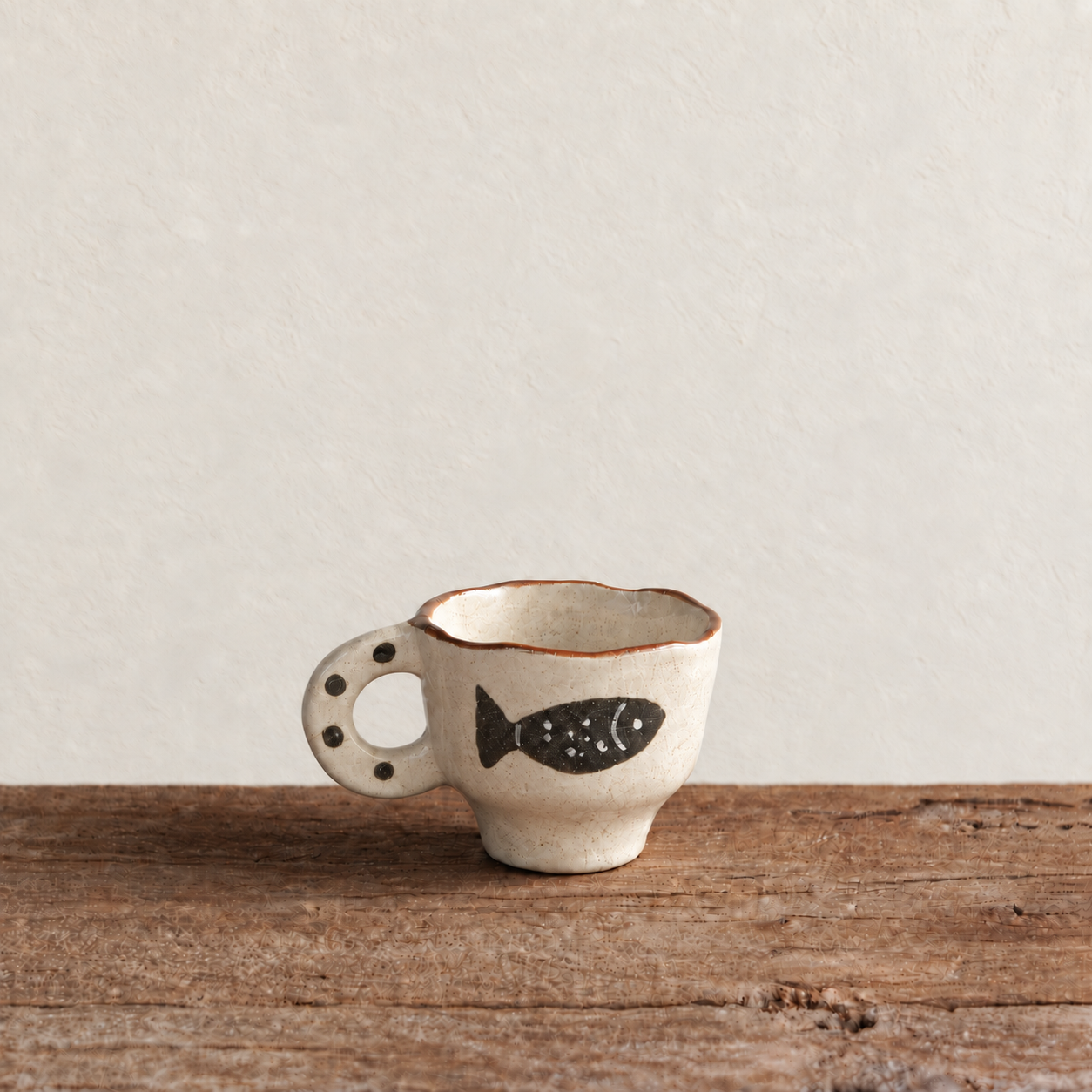 Fish Motif Stoneware Cup