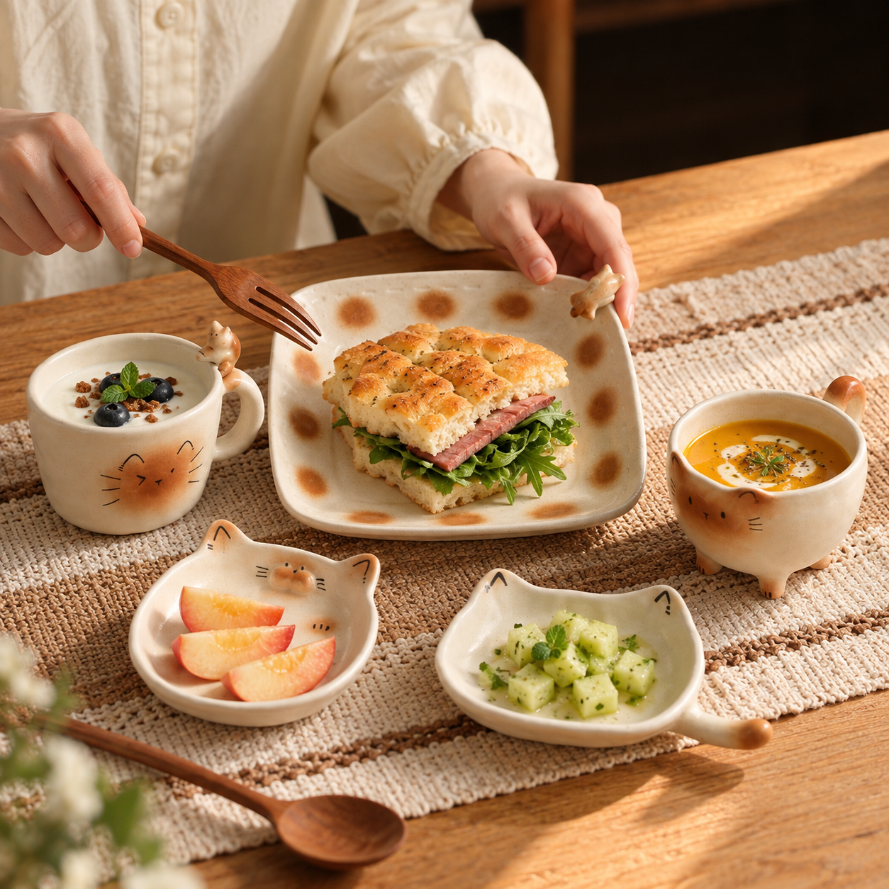CAT NAP — 5-Piece Stoneware Set
