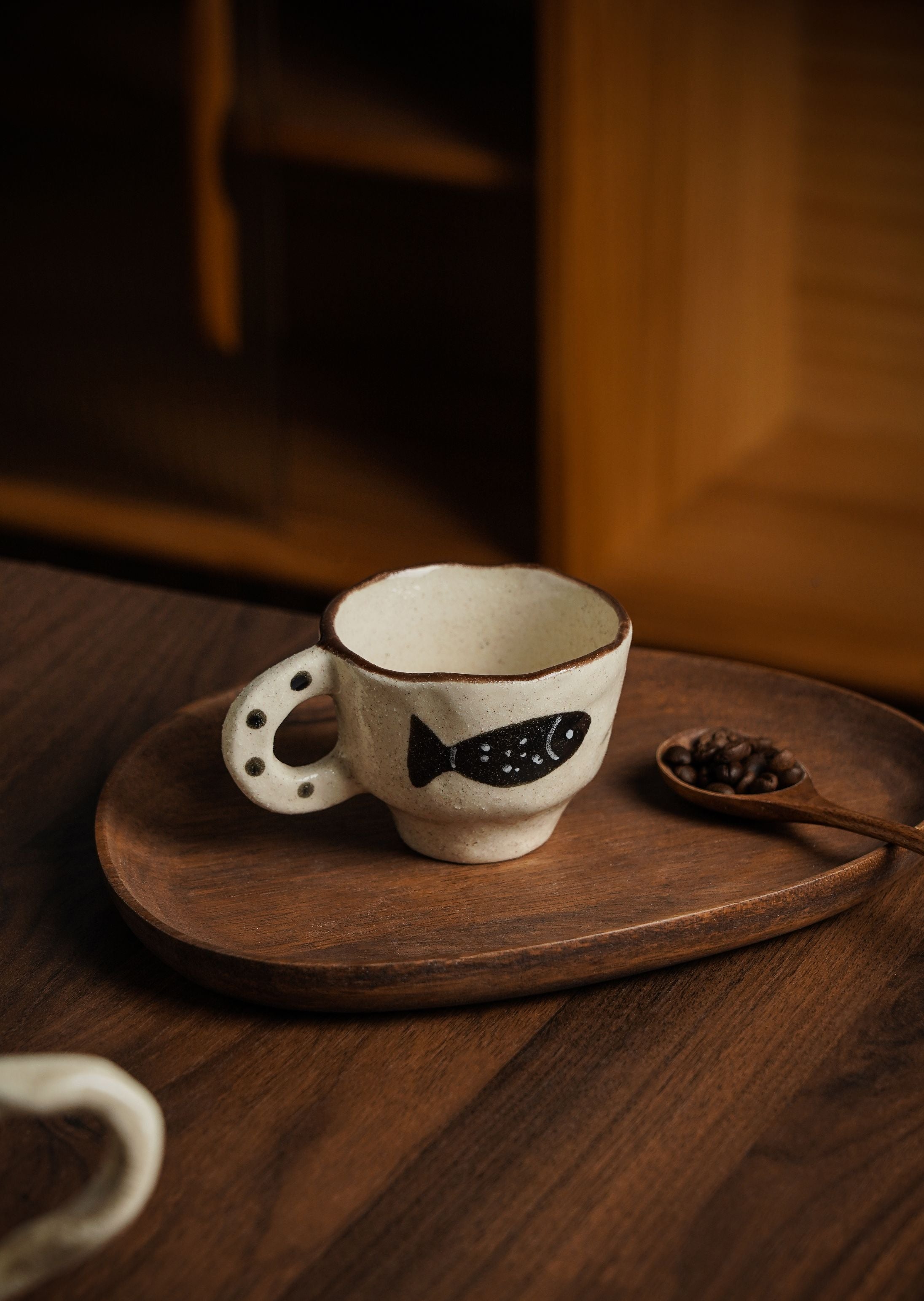 Fish Motif Stoneware Cup