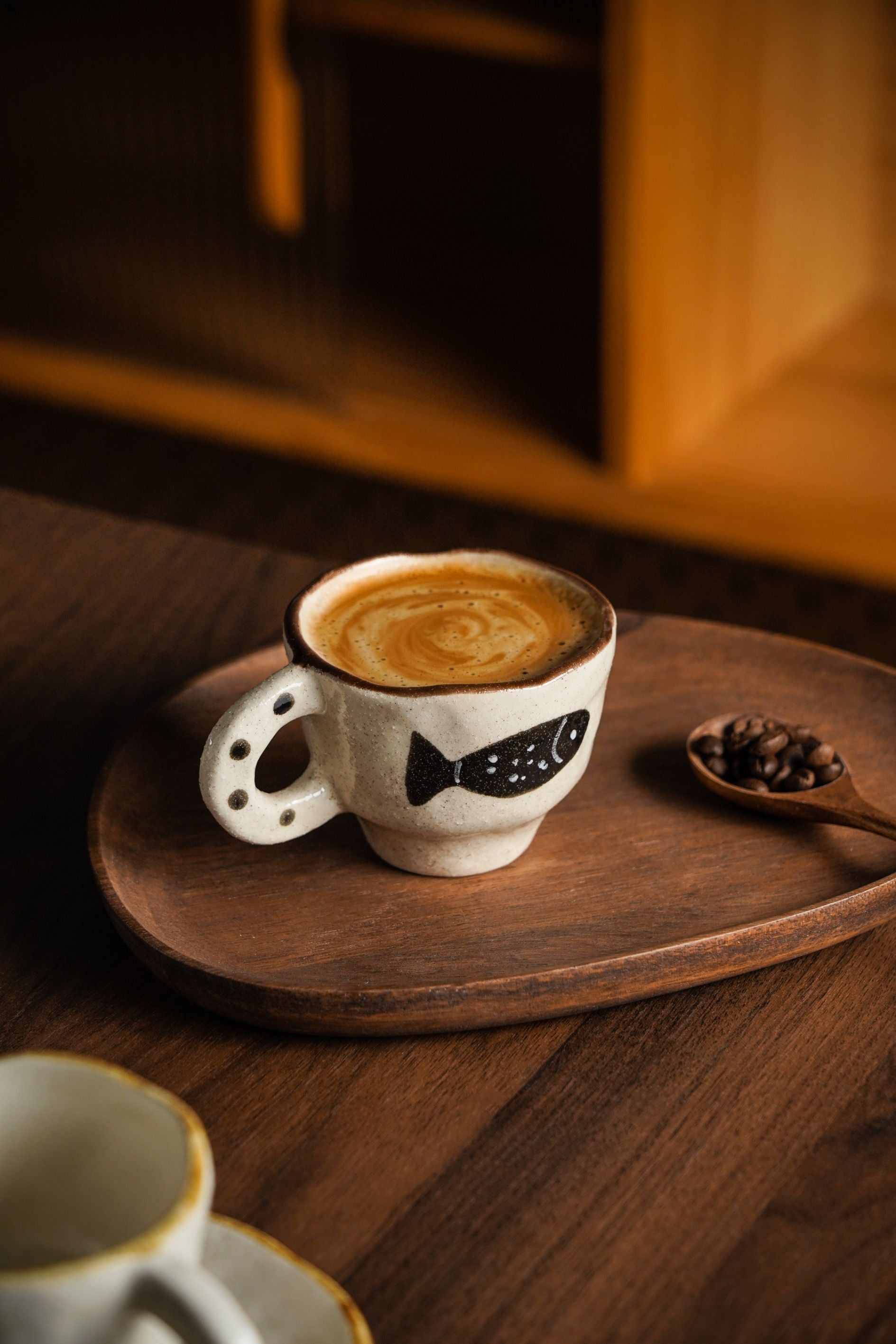 Fish Motif Stoneware Cup