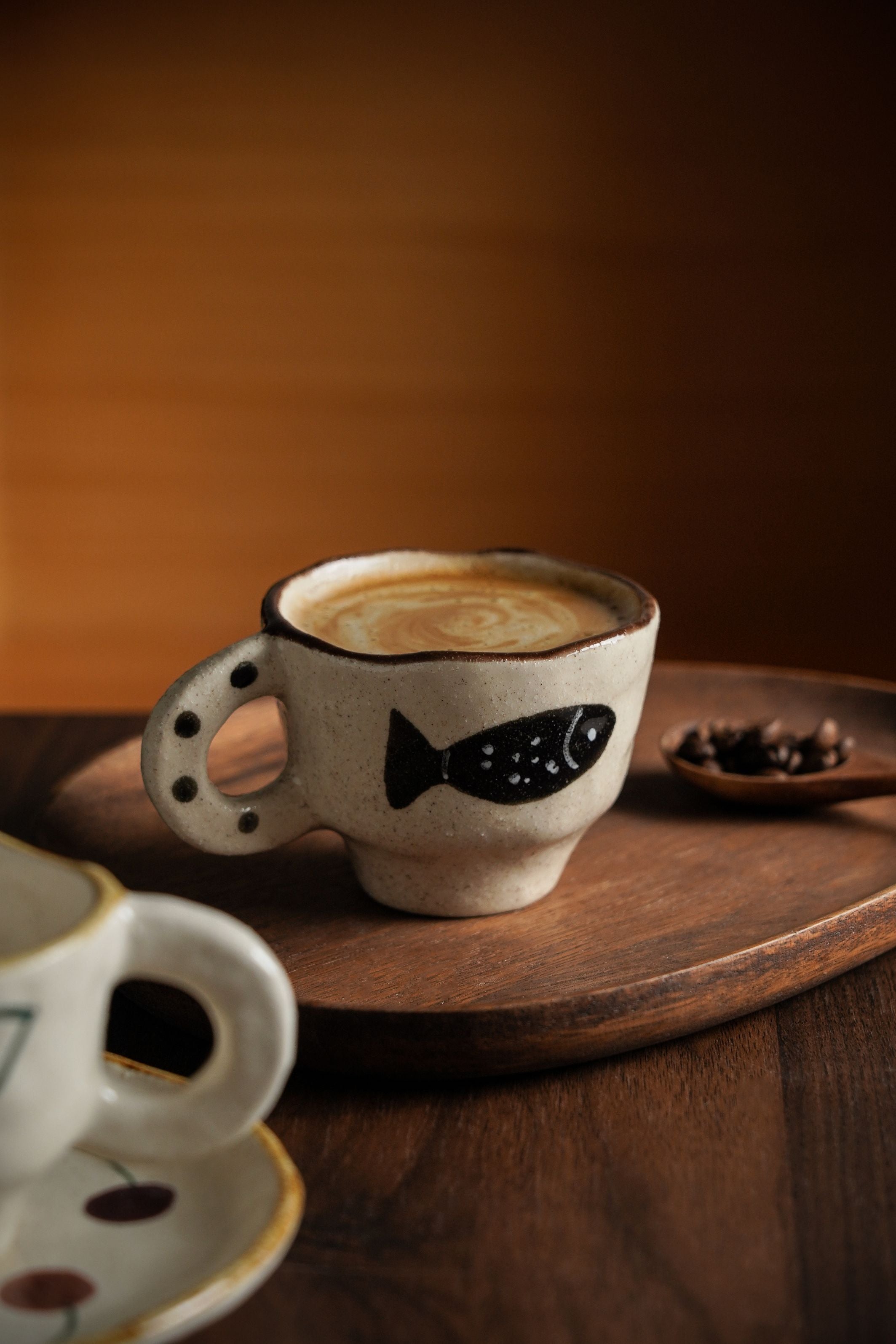 Fish Motif Stoneware Cup