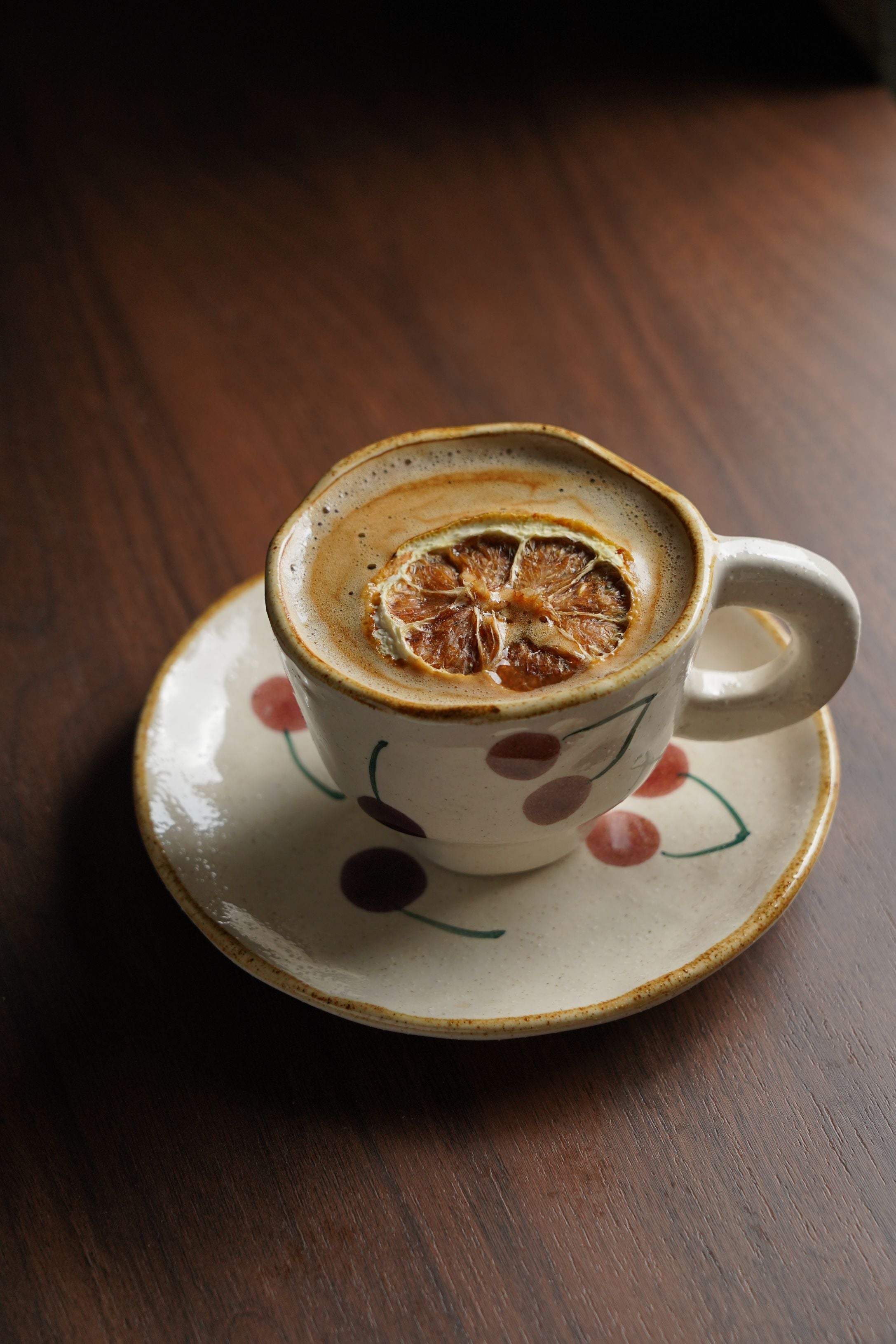Cherry Footed Cup & Saucer Set