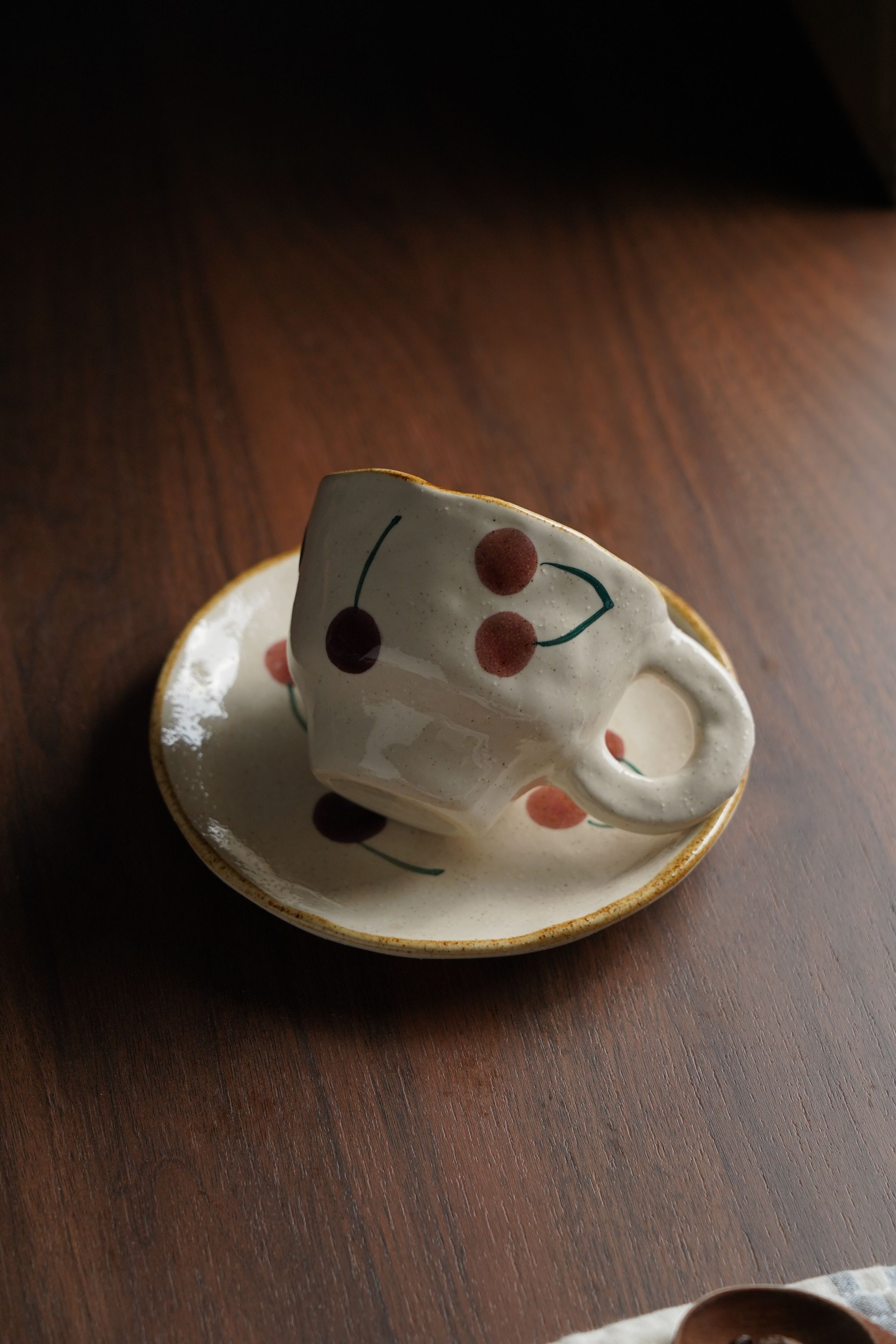 Cherry Footed Cup & Saucer Set