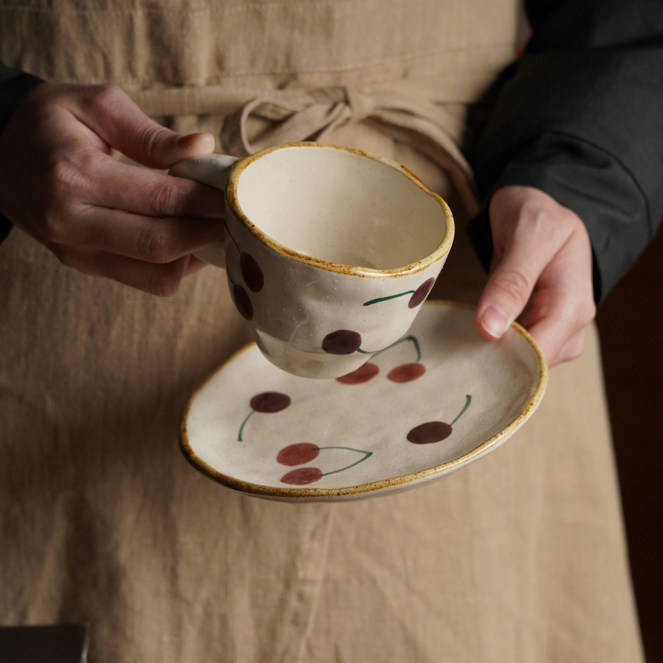 Cherry Footed Cup & Saucer Set