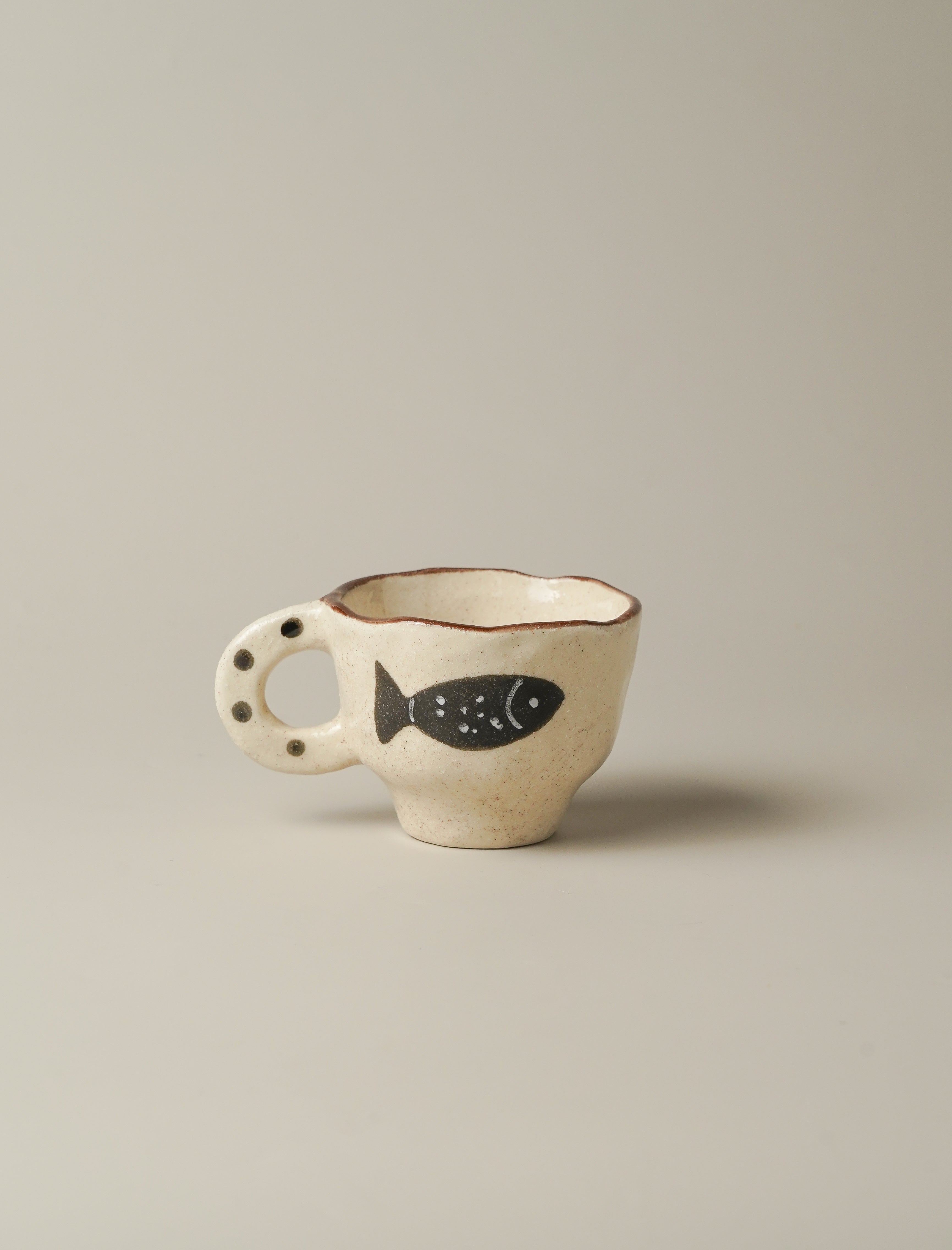 Fish Motif Stoneware Cup