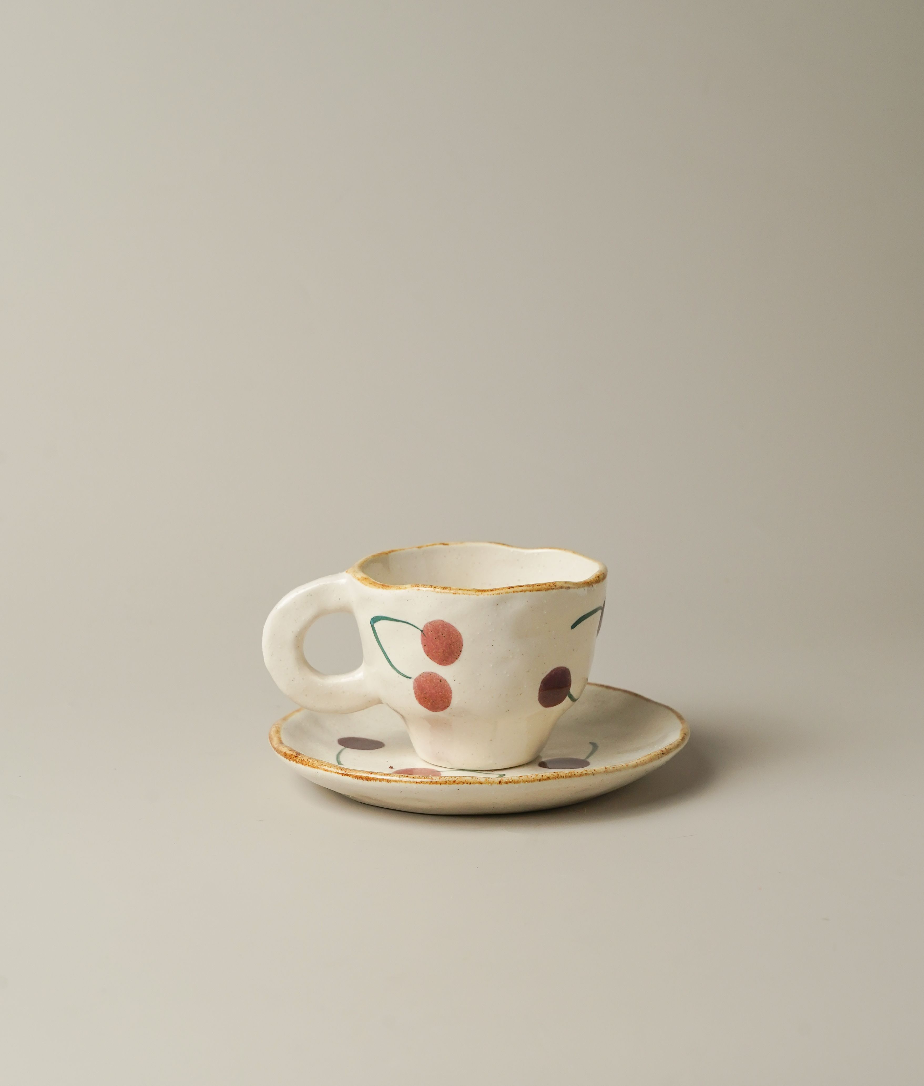 Cherry Footed Cup & Saucer Set