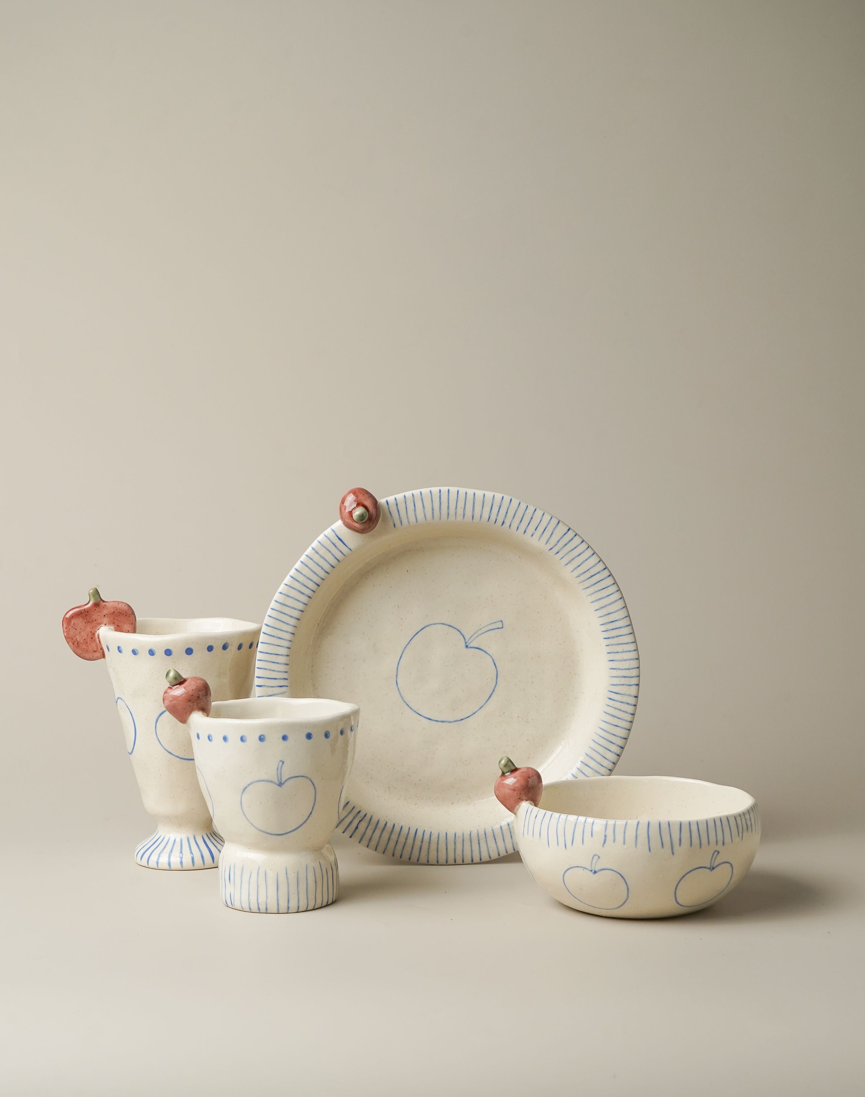 Apple Motif Stoneware Set