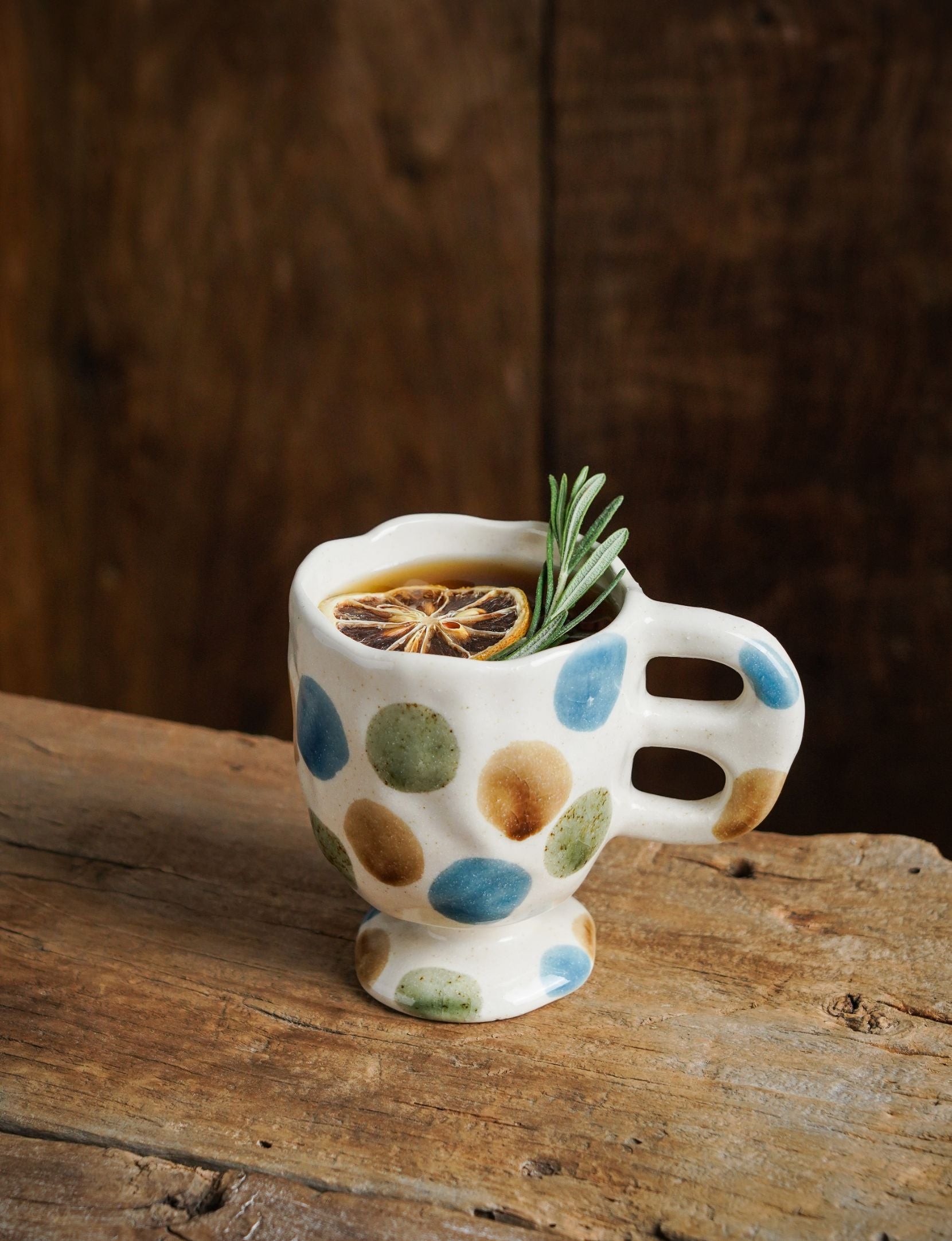 Polka Dot Pedestal Mug