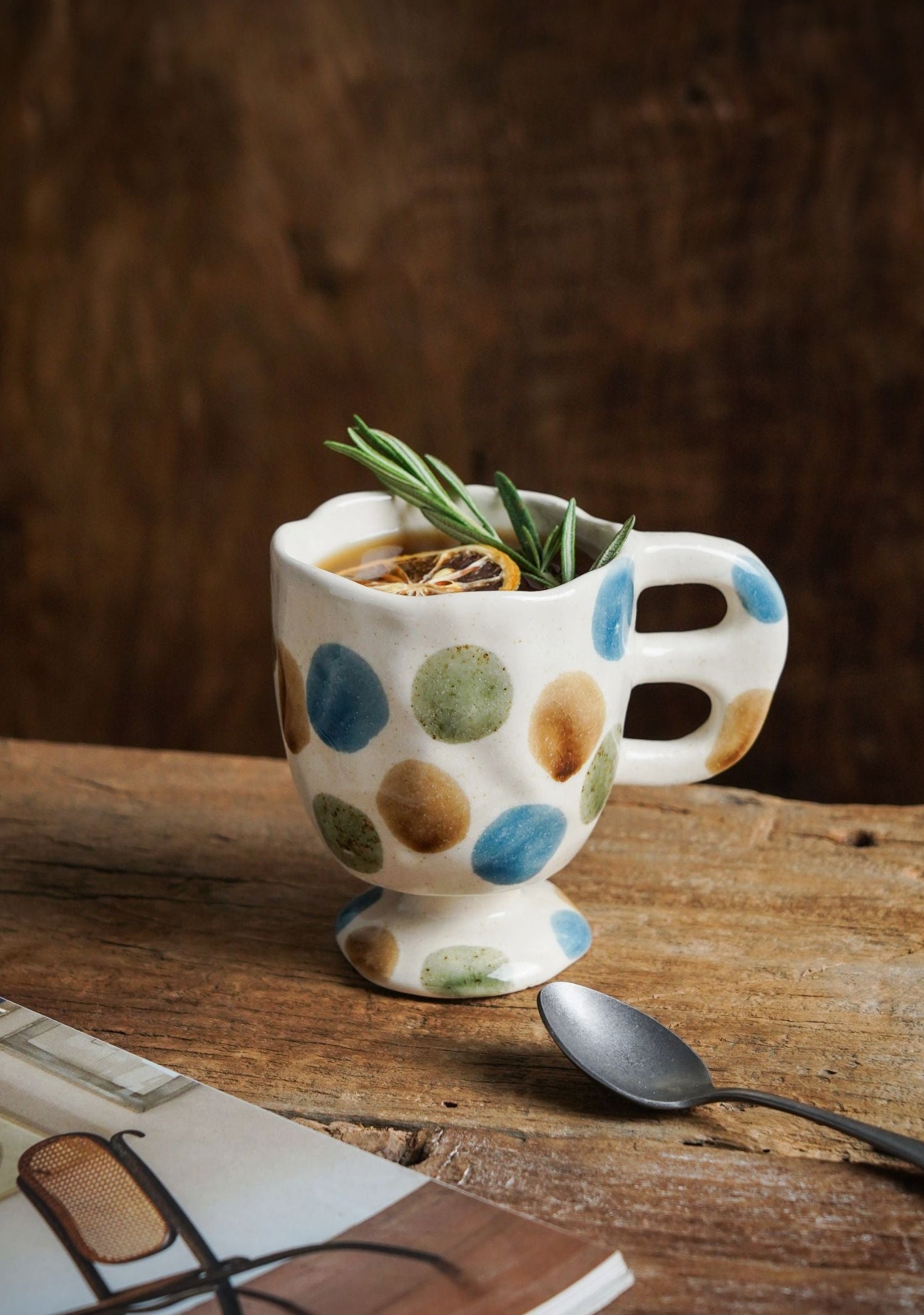 Polka Dot Pedestal Mug
