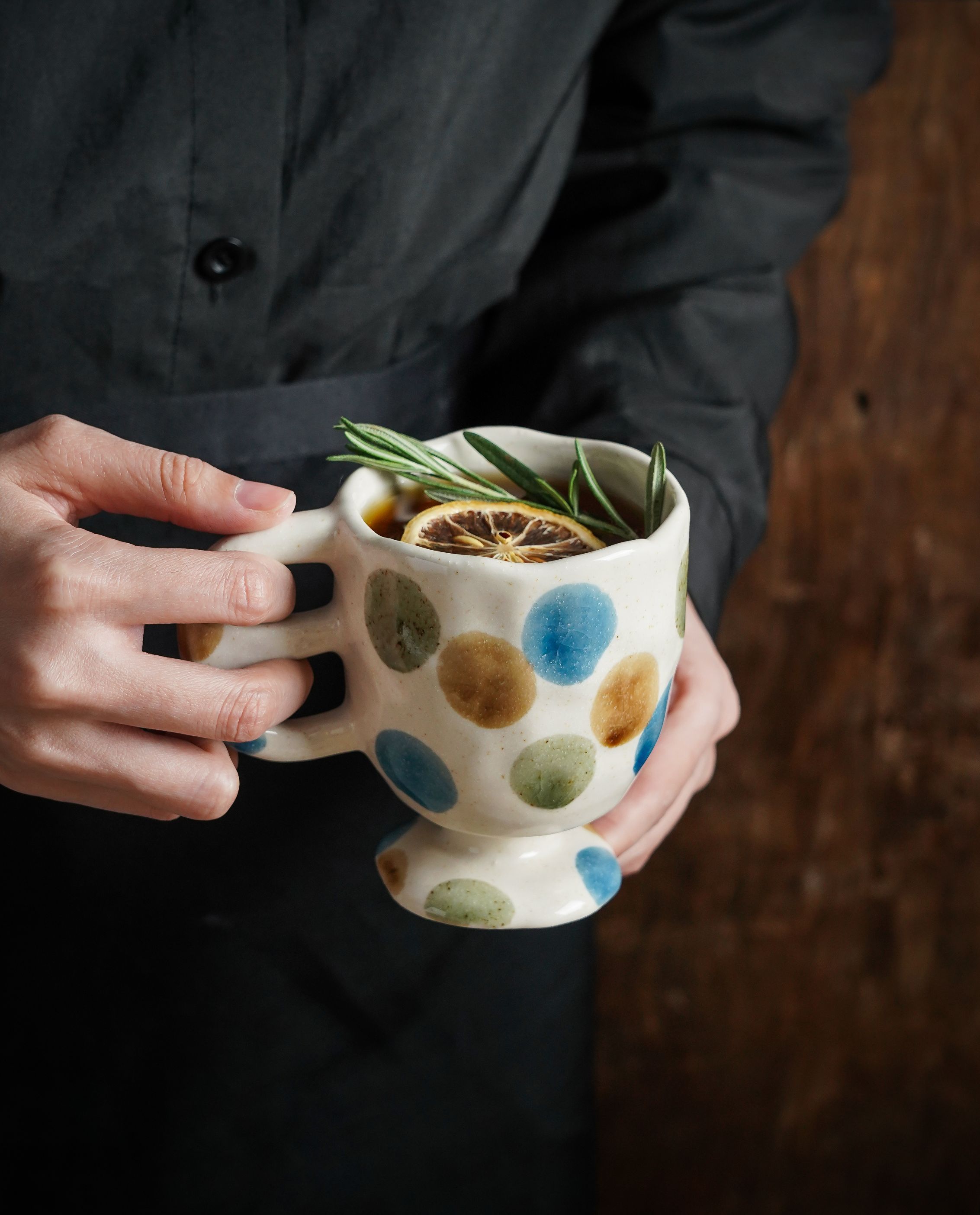 Polka Dot Pedestal Mug