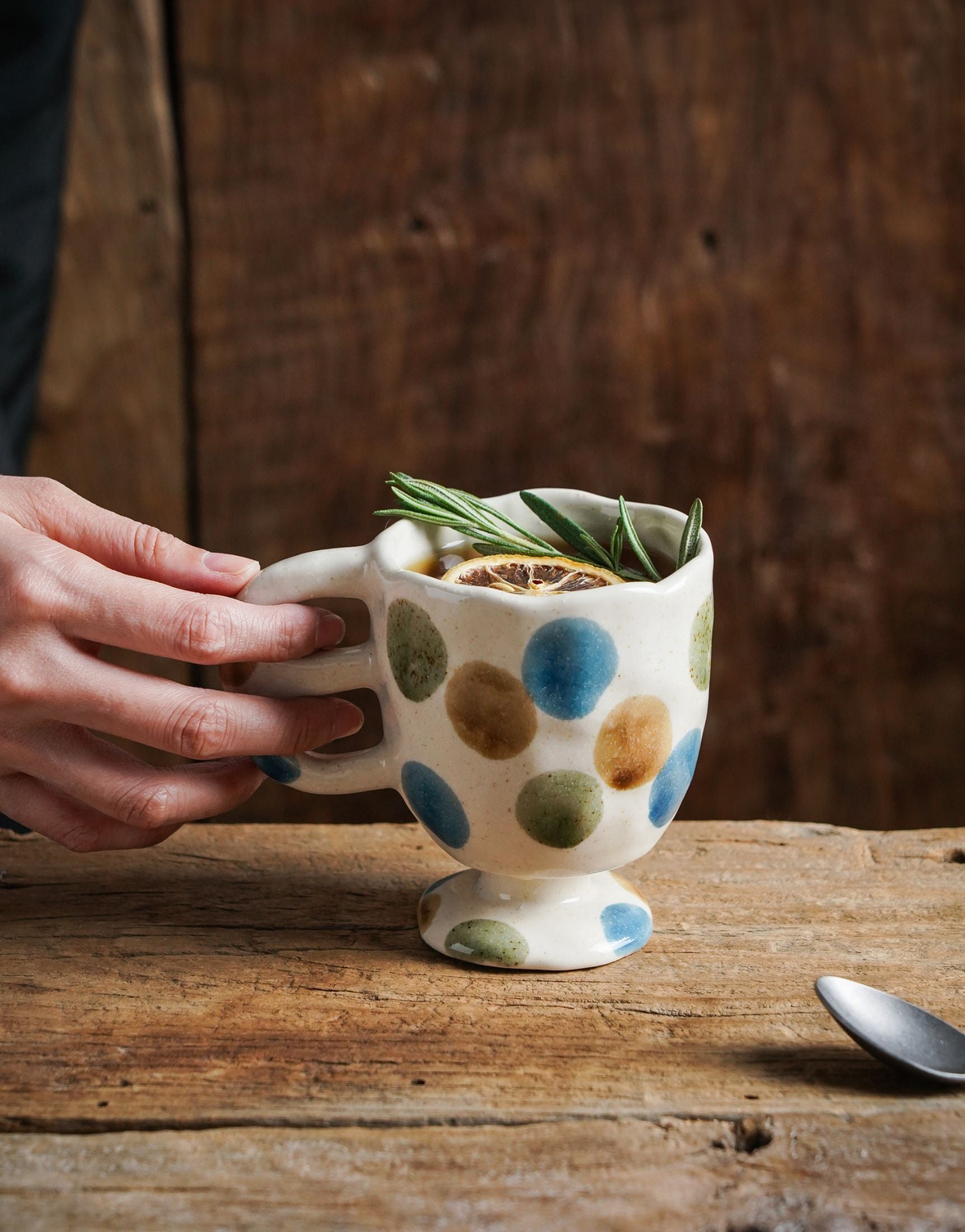Polka Dot Pedestal Mug