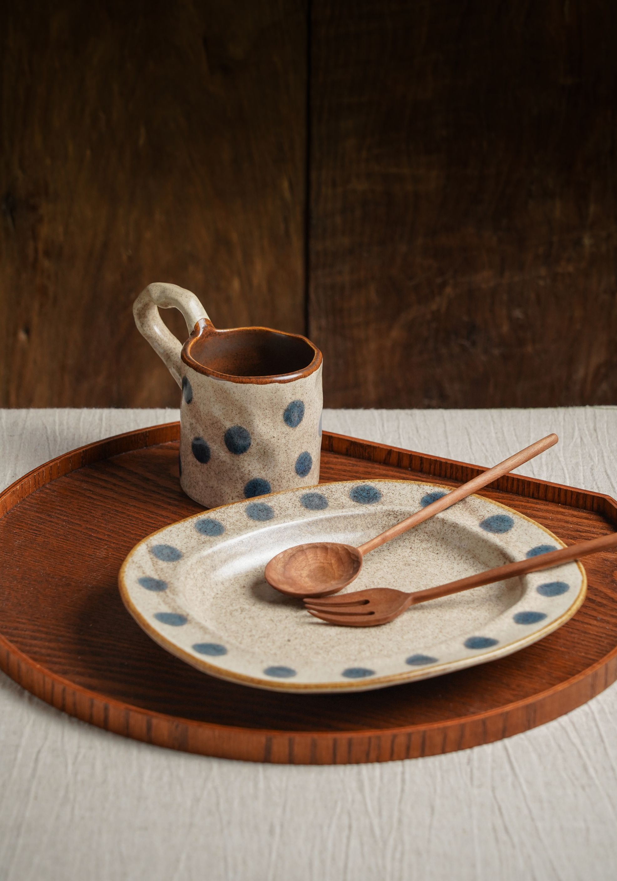 Polka Dot Stoneware Mug & Plate Set