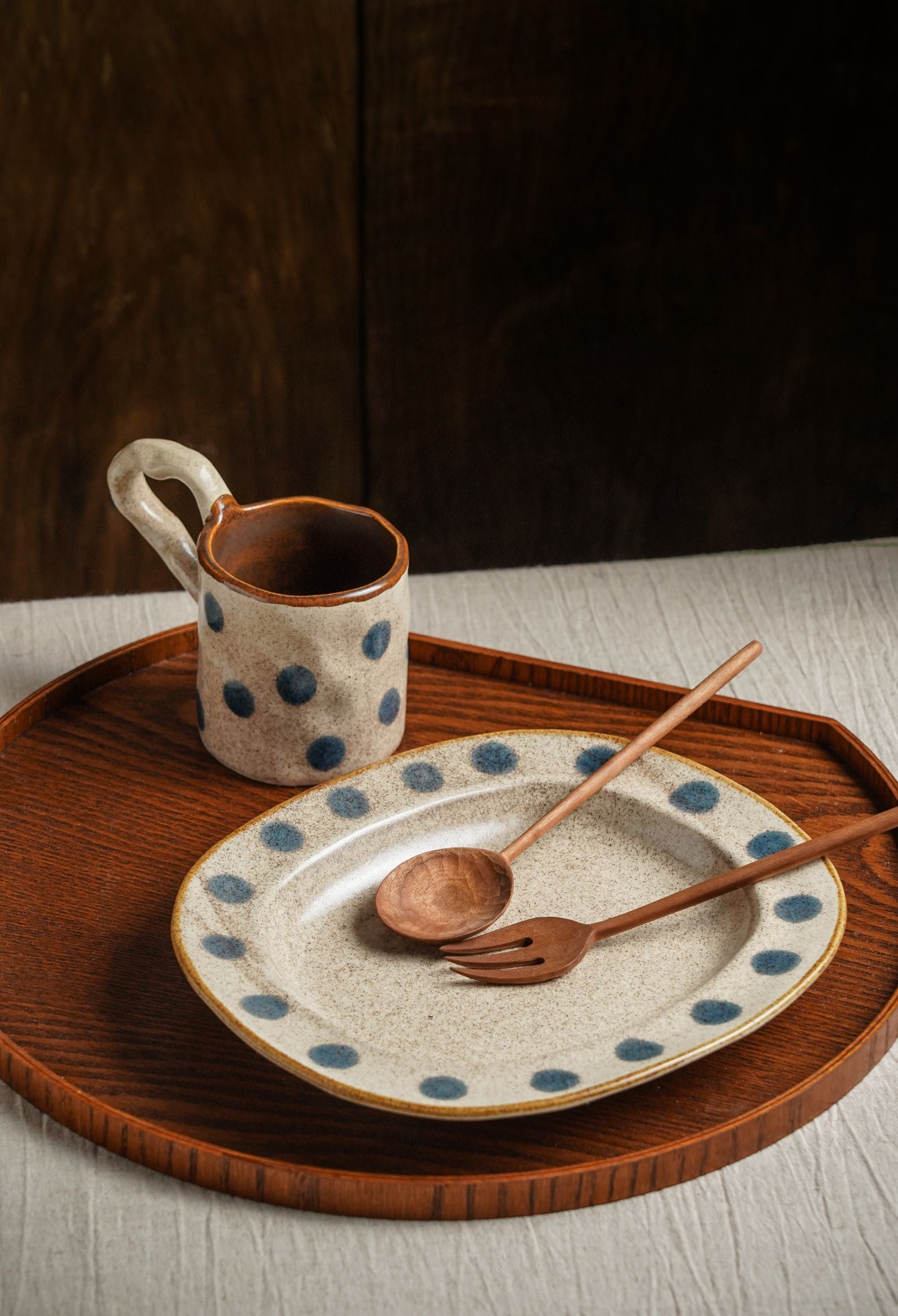 Polka Dot Rustic Stoneware Plate