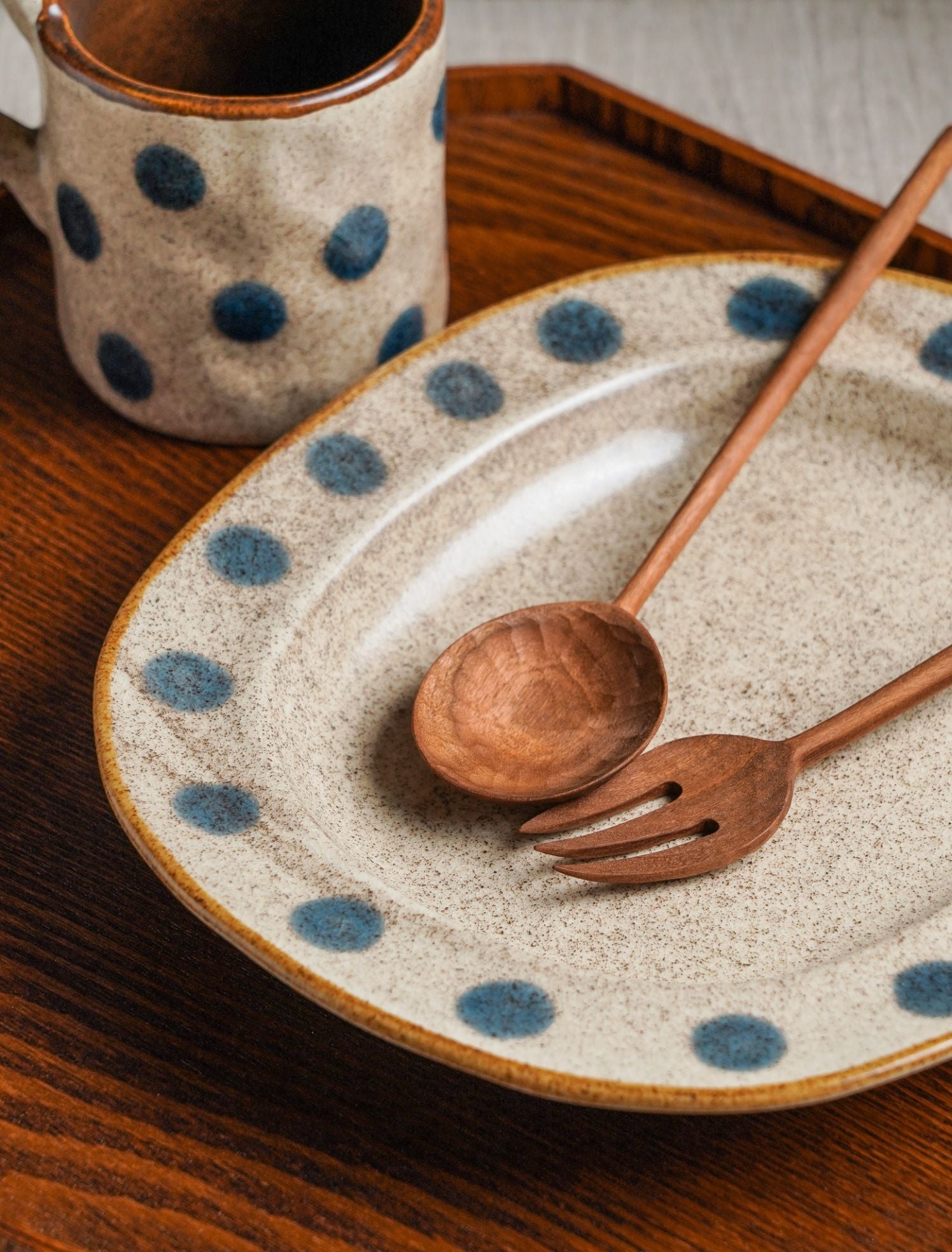 Polka Dot Stoneware Mug & Plate Set