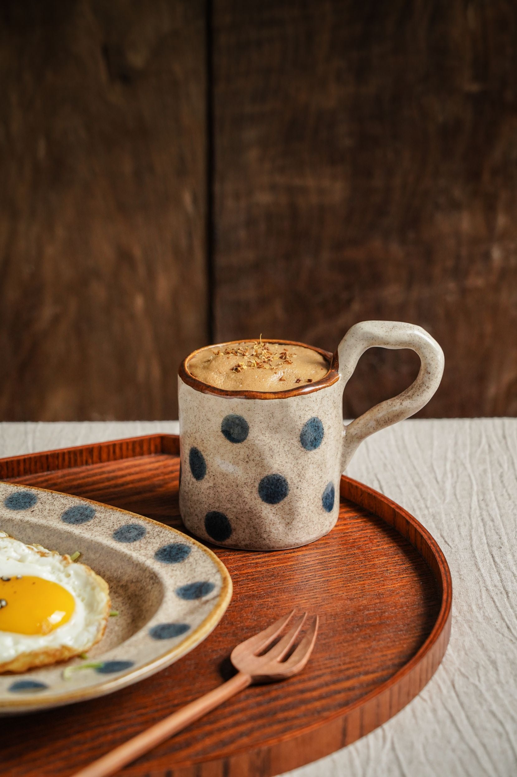 Polka Dot Stoneware Mug & Plate Set
