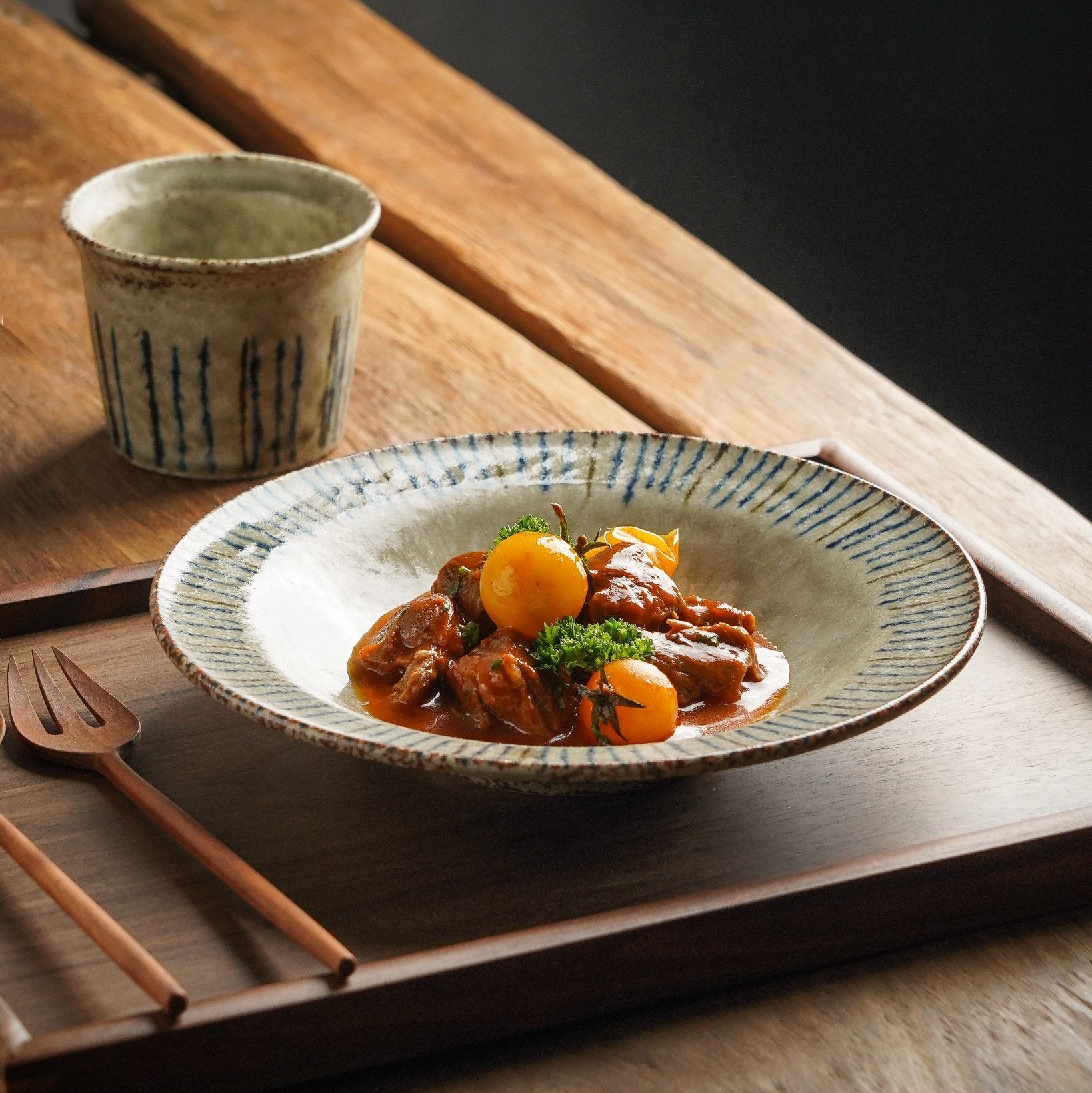 Hand-Glazed Pine Needle Deep Plate