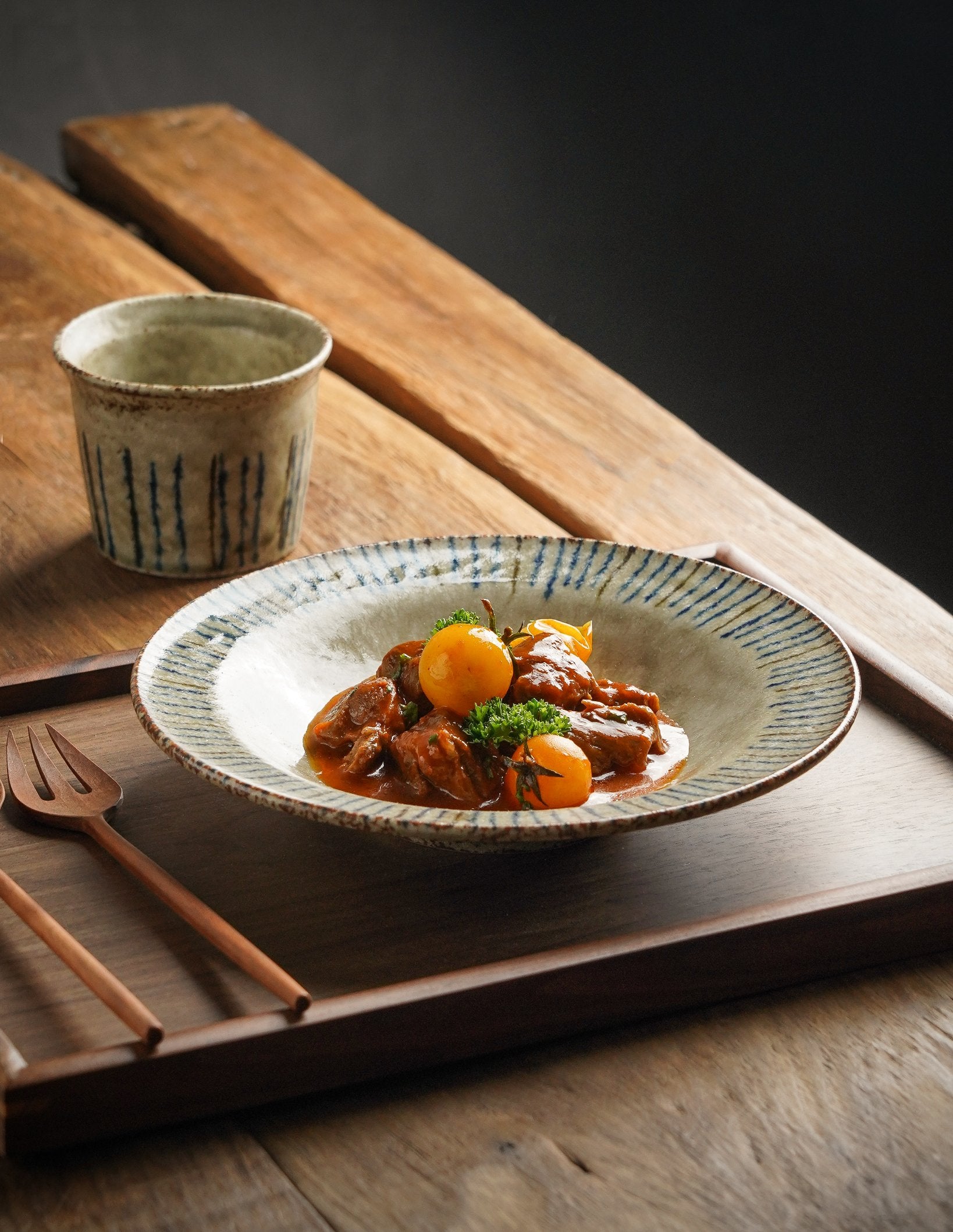 Hand-Glazed Ten Grass Cup & Plate Set