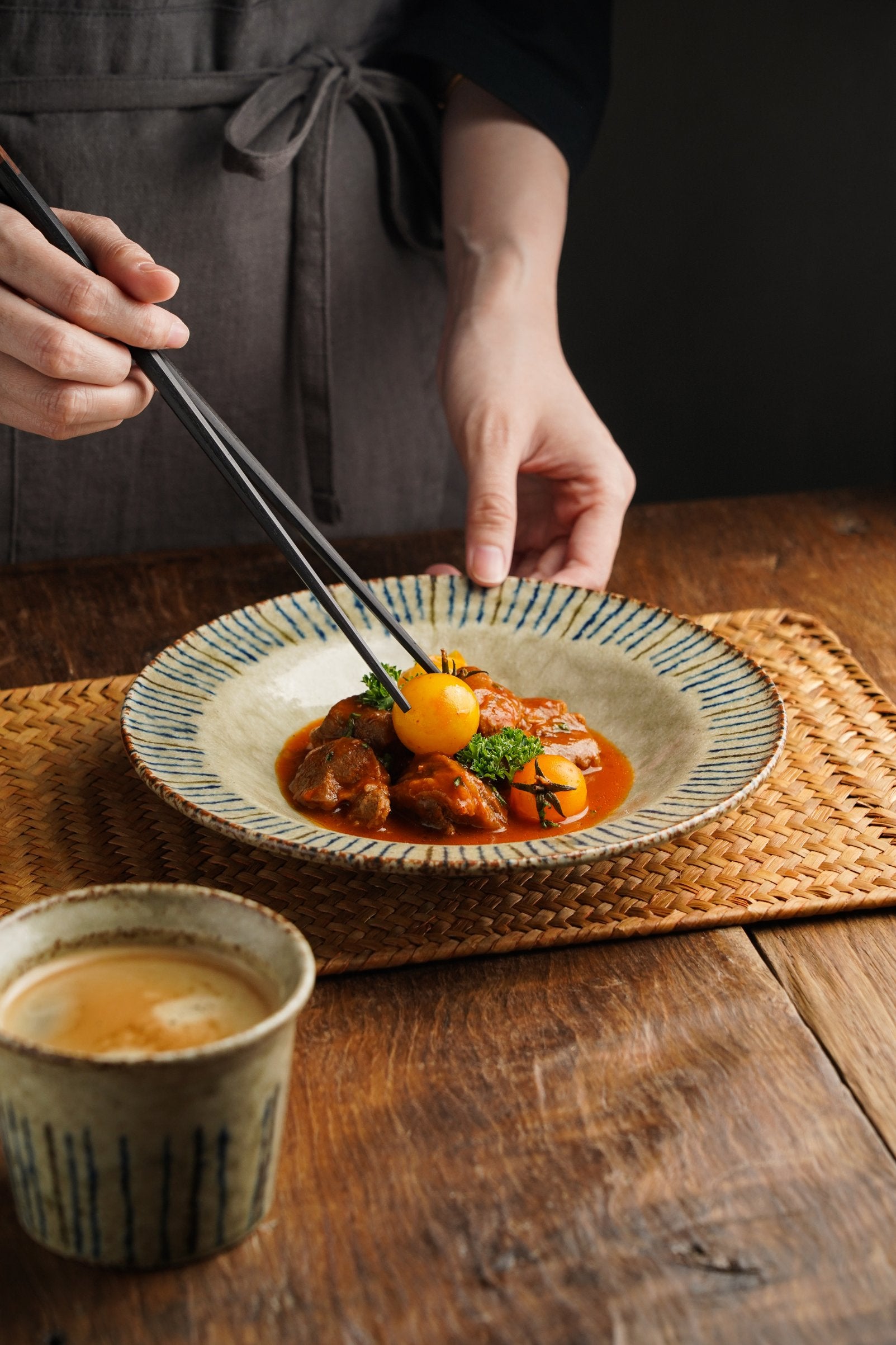Hand-Glazed Pine Needle Deep Plate