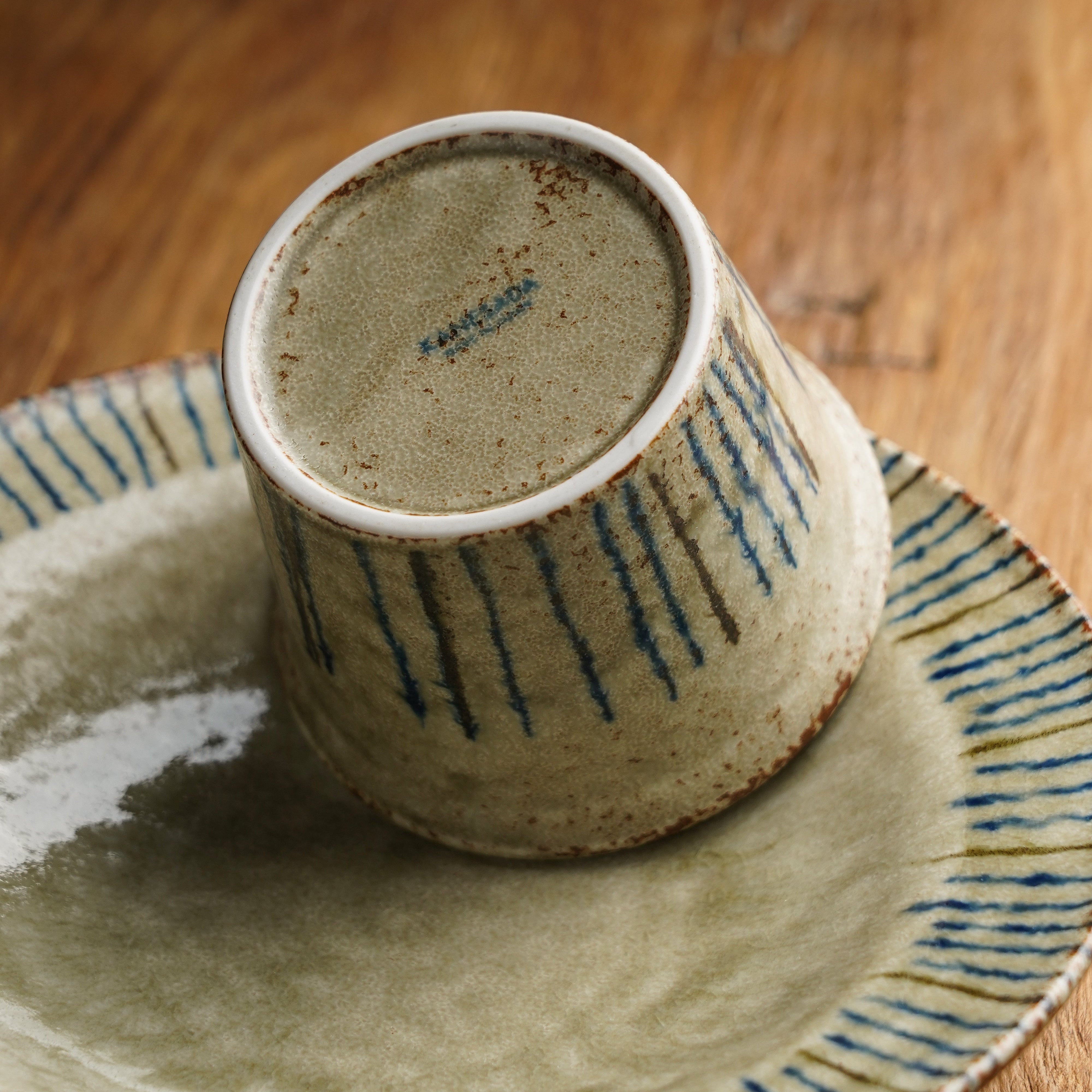 Hand-Glazed Ten Grass Cup & Plate Set