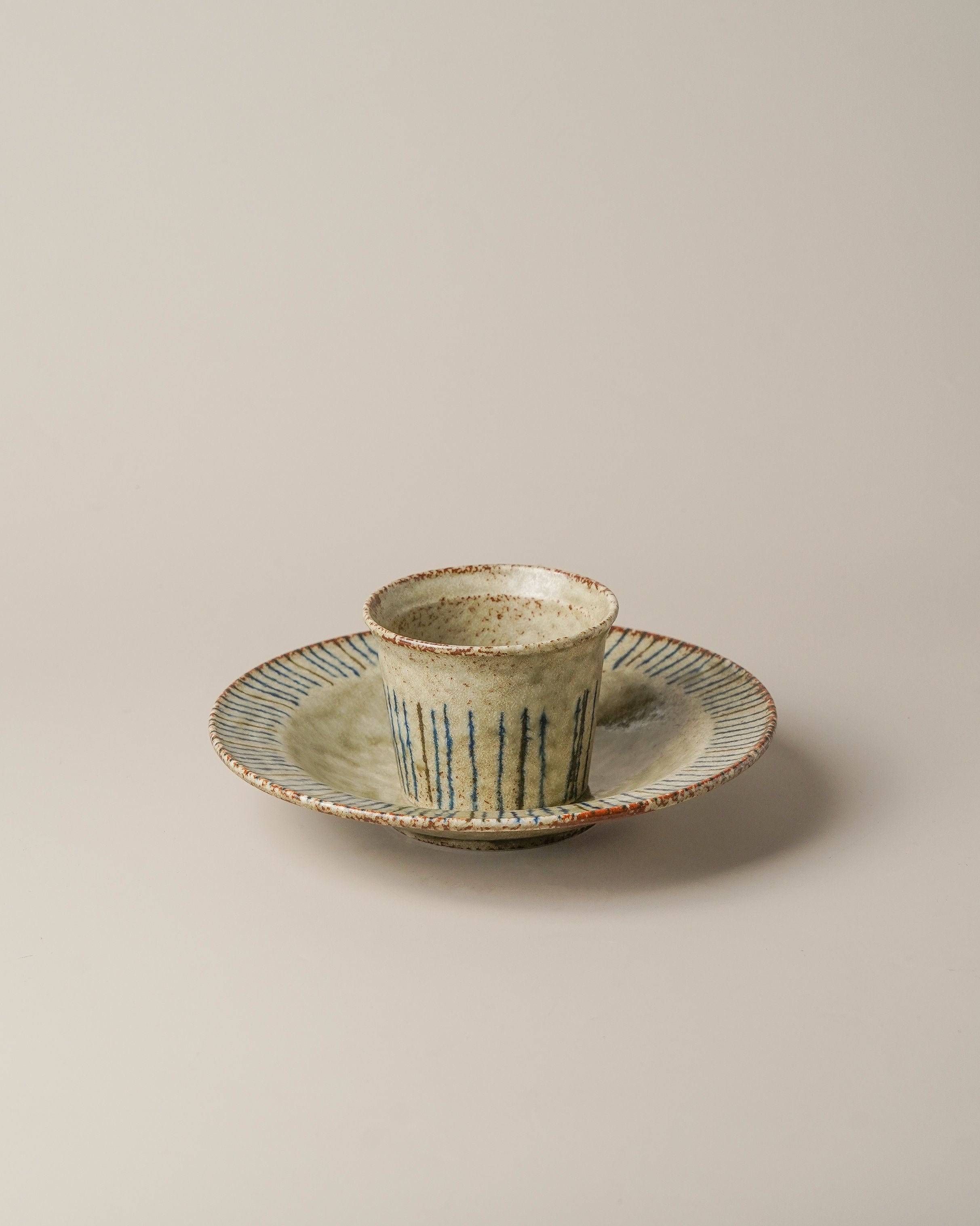 Hand-Glazed Ten Grass Cup & Plate Set