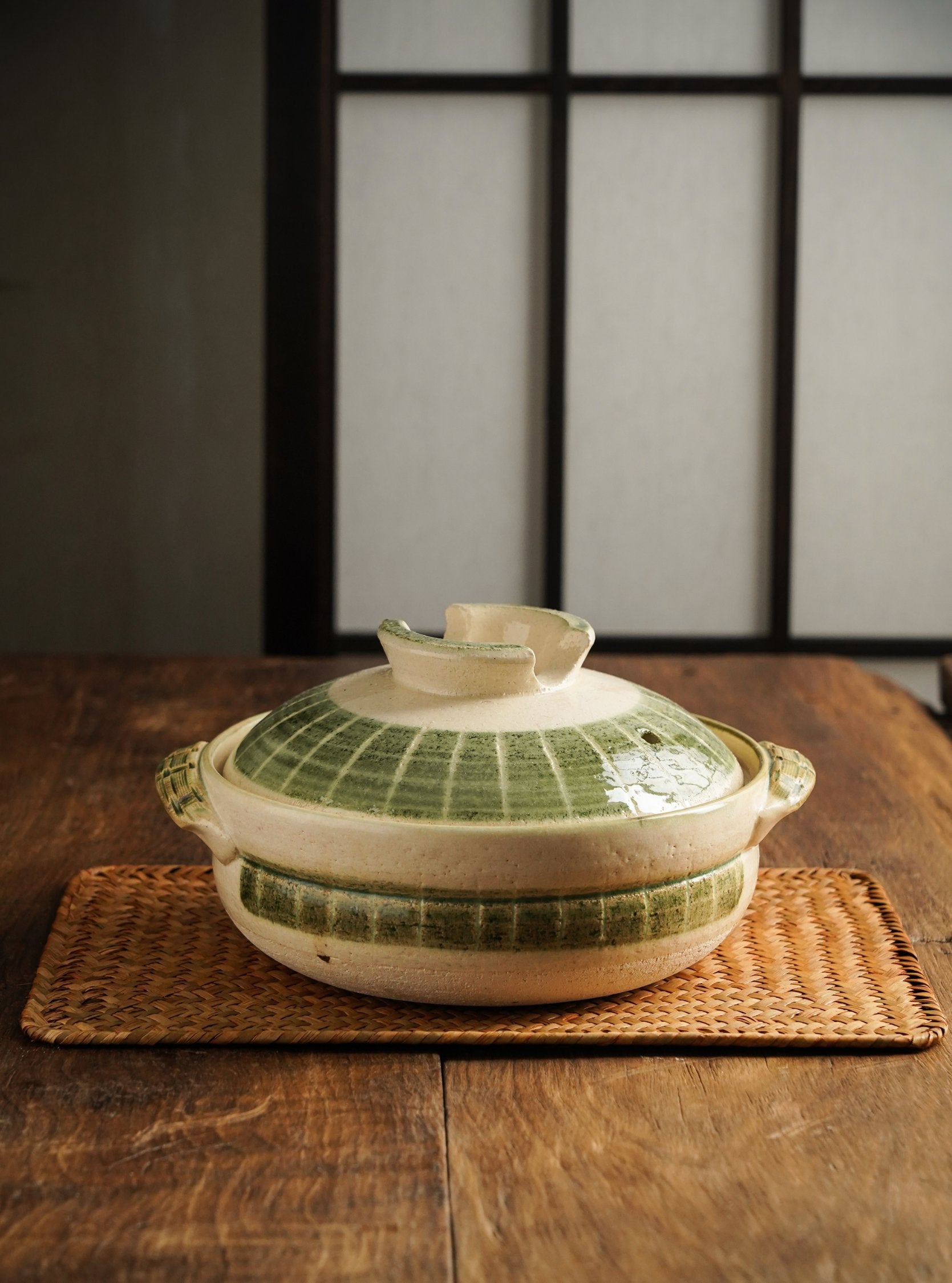 Green Grid Covered Pot