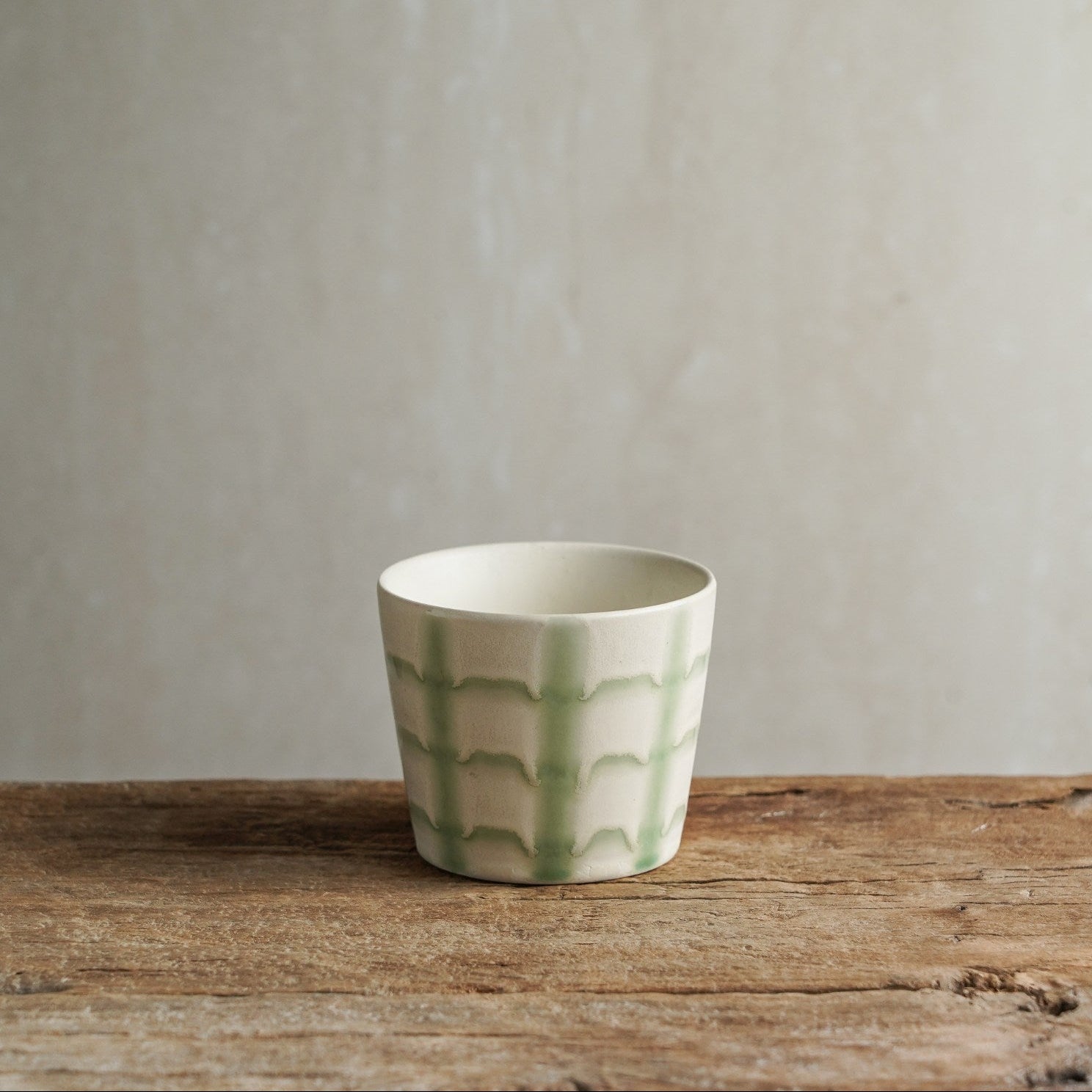 Hand-Glazed Green Weave Cup