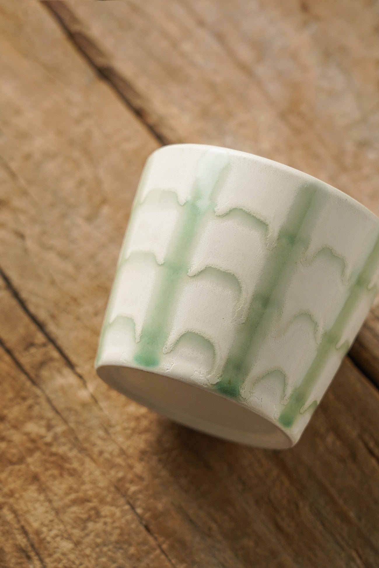 Hand-Glazed Green Weave Cup