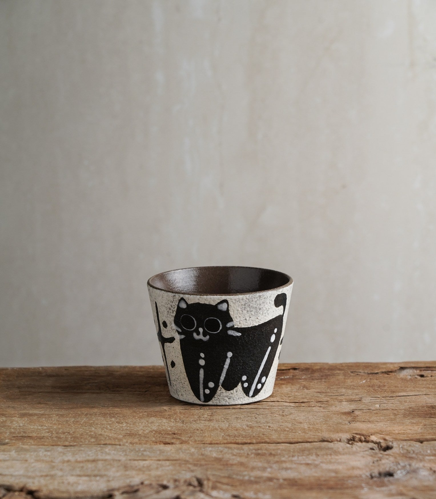 Hand-Glazed Black Cat Cup
