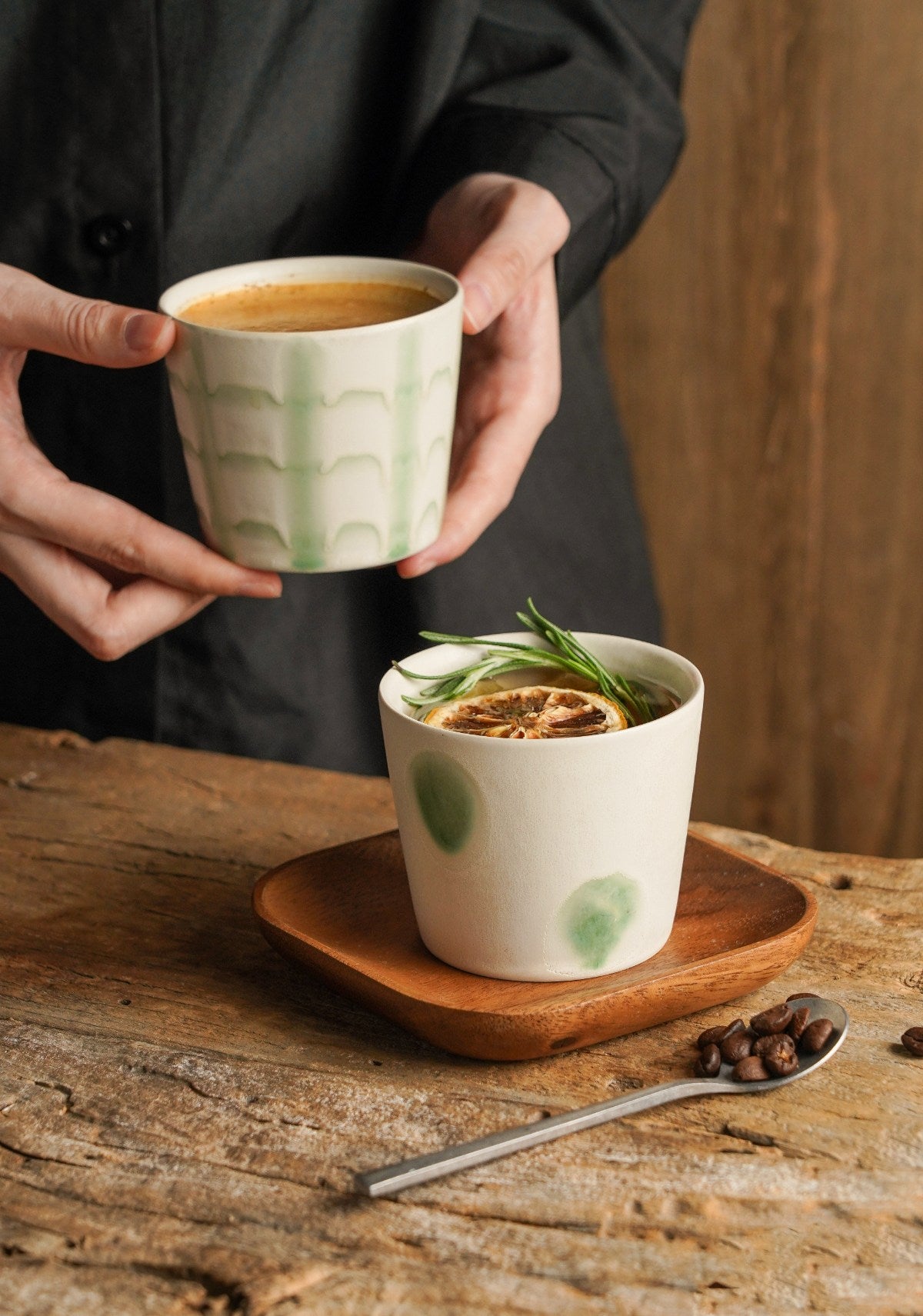 Hand-Glazed Moss Dot Cup