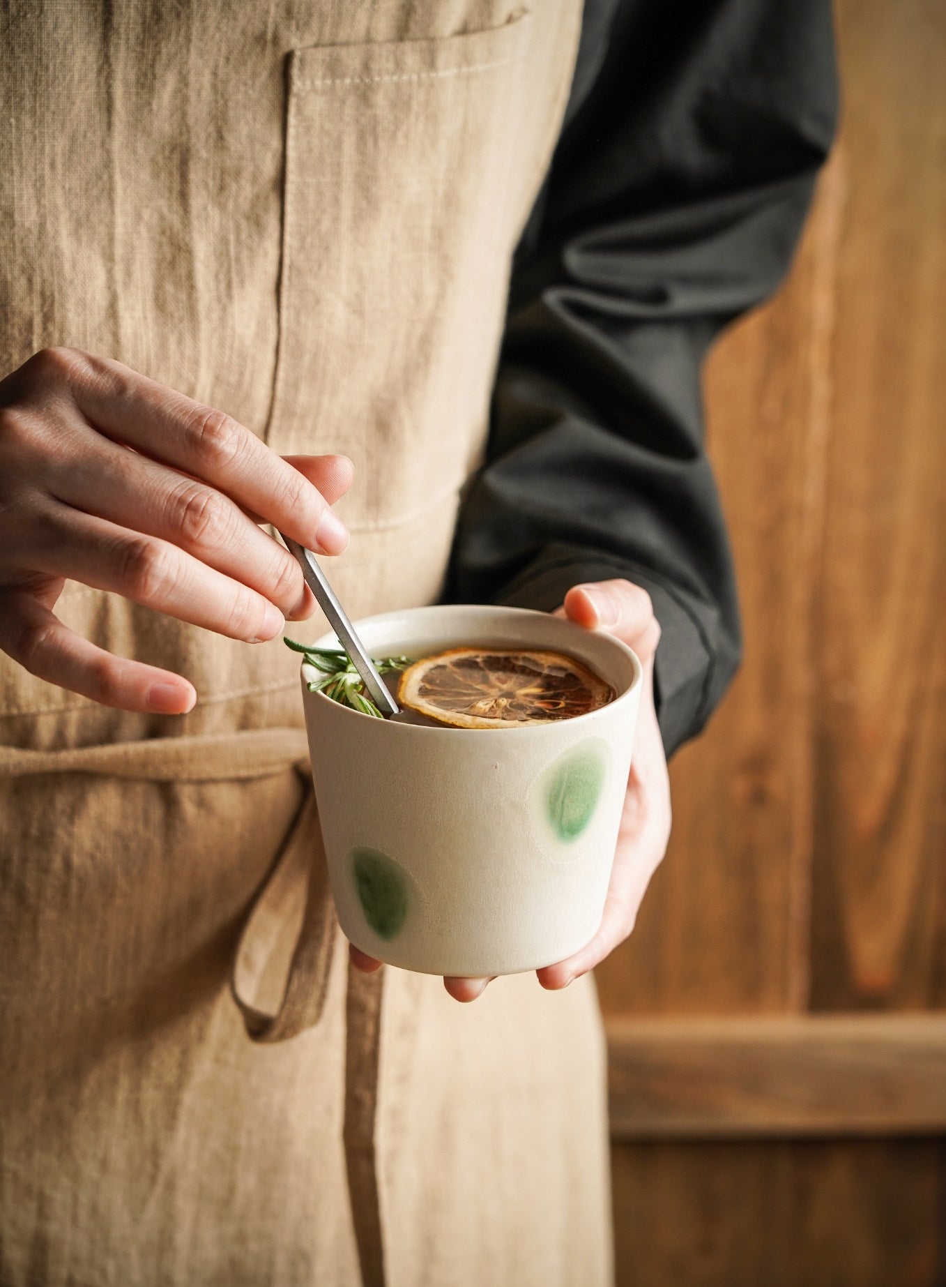 Hand-Glazed Moss Dot Cup