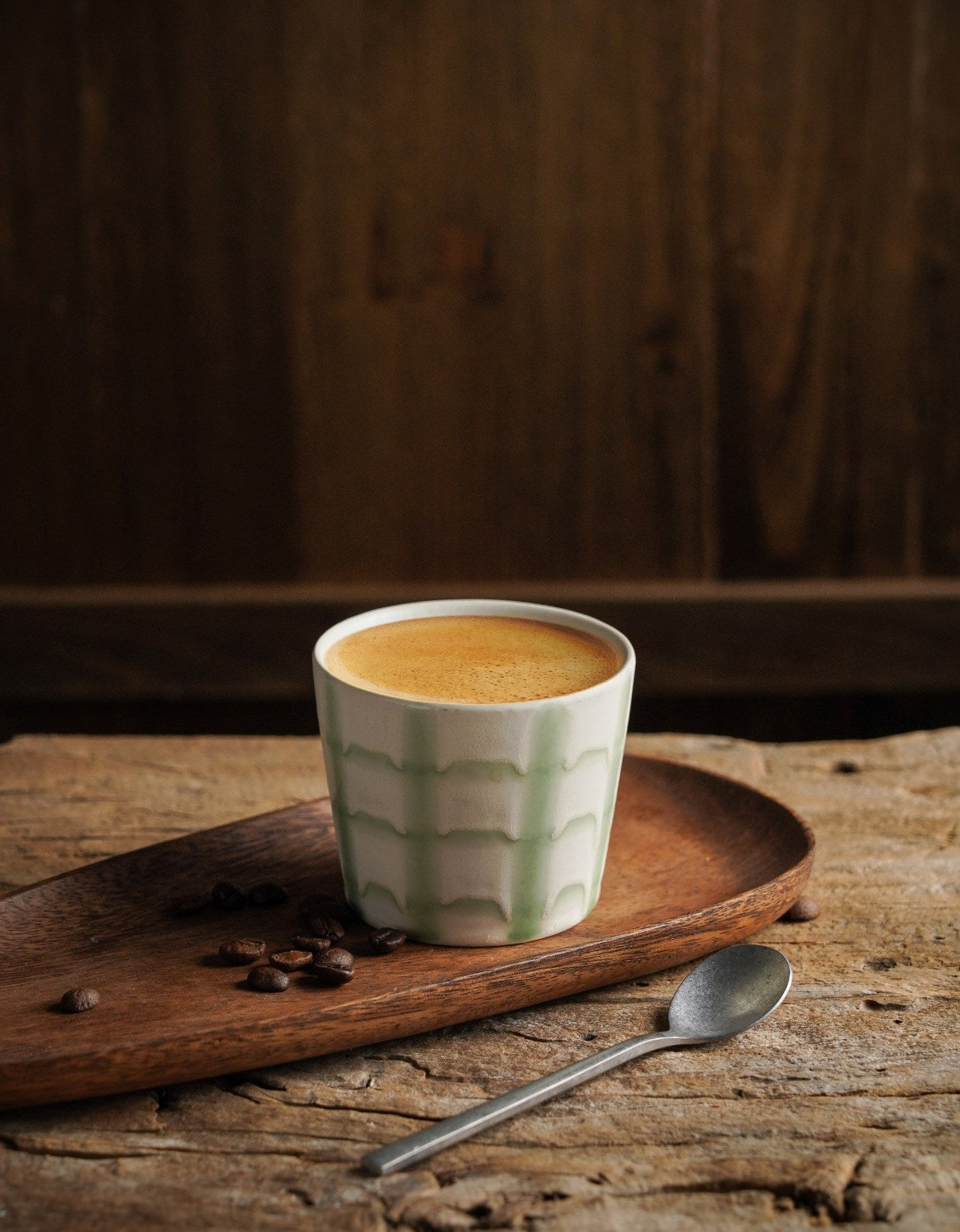 Hand-Glazed Green Weave Cup