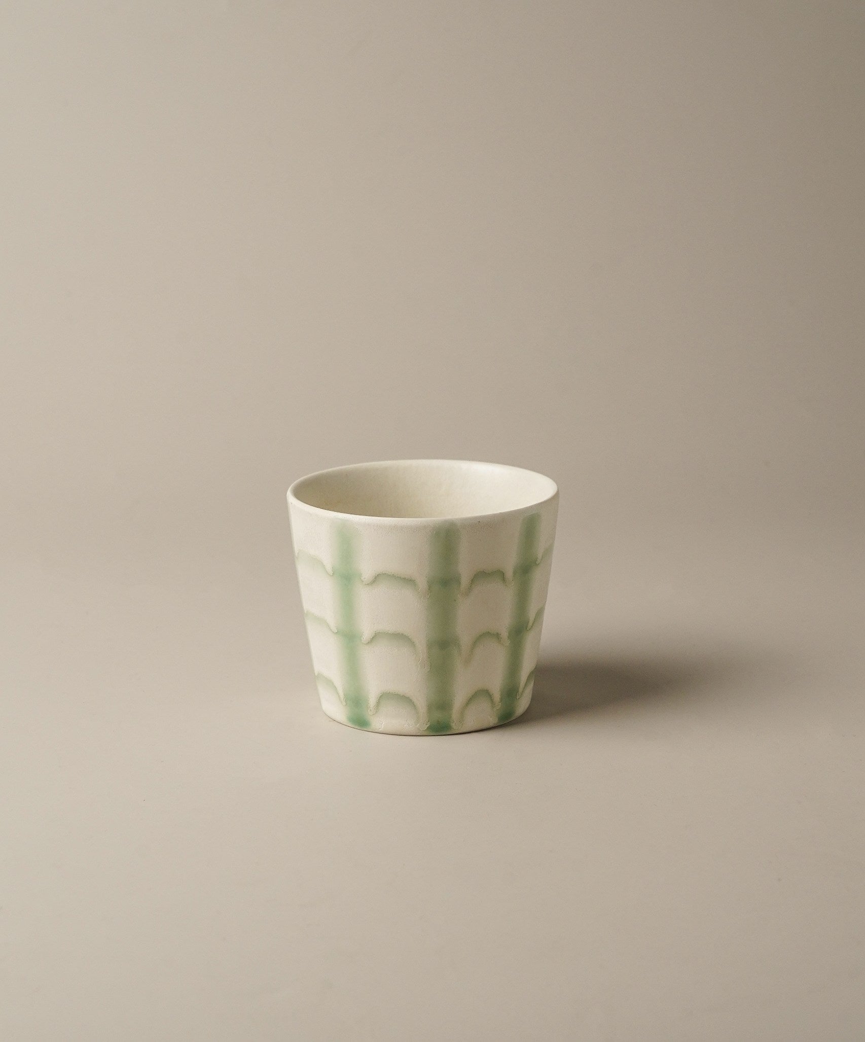 Hand-Glazed Green Weave Cup