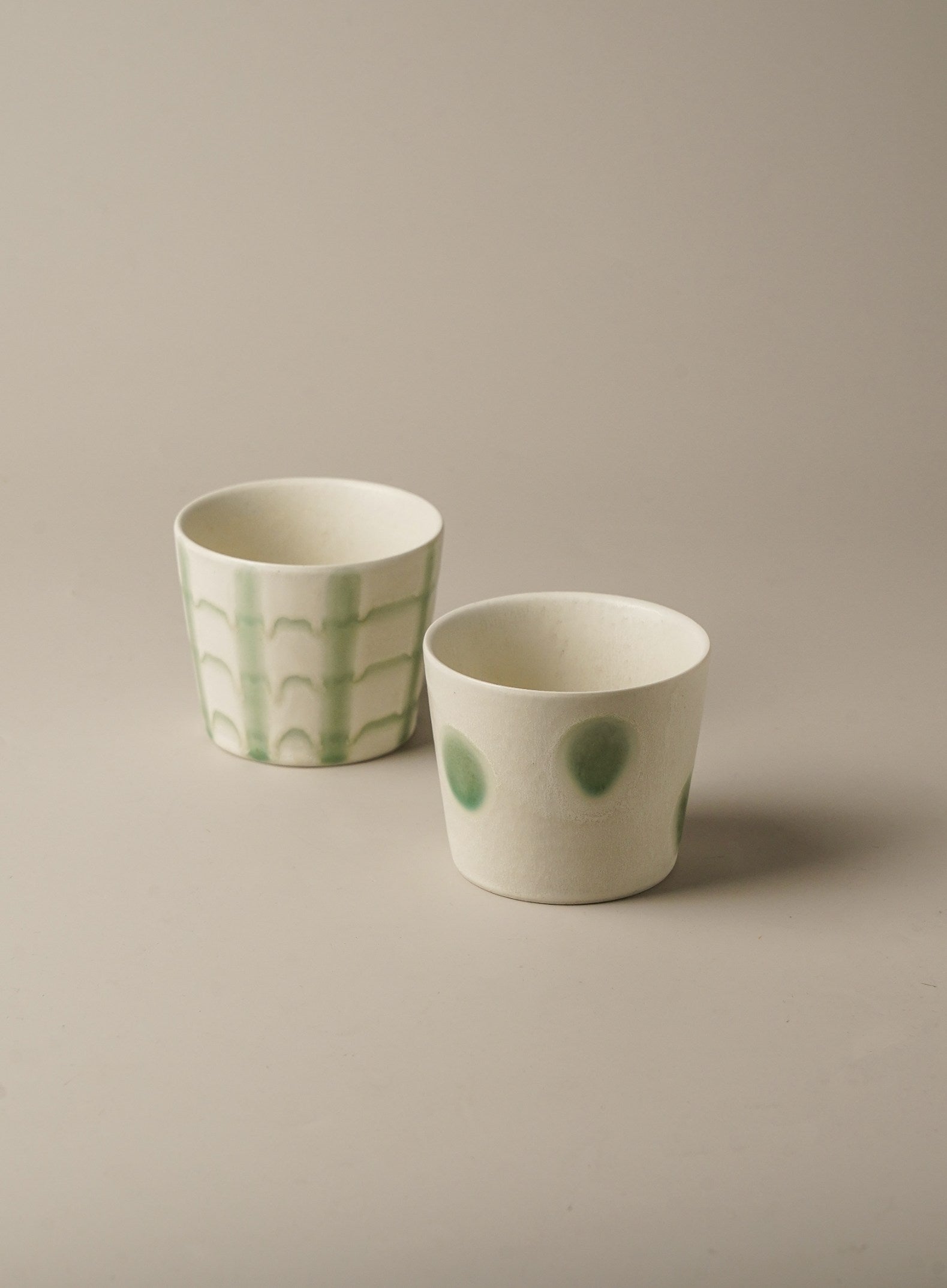 Moss Dot Cup & Green Weave Cup Set