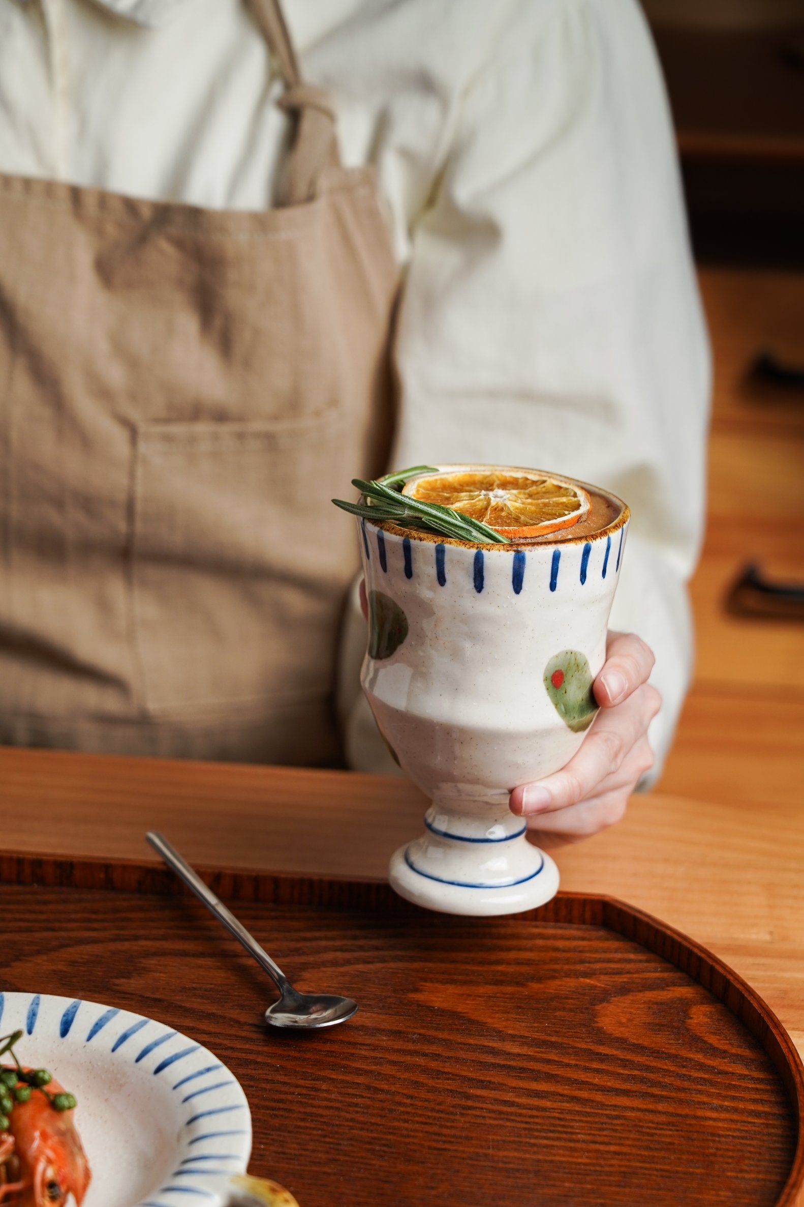 Olive Motif Tall Cup