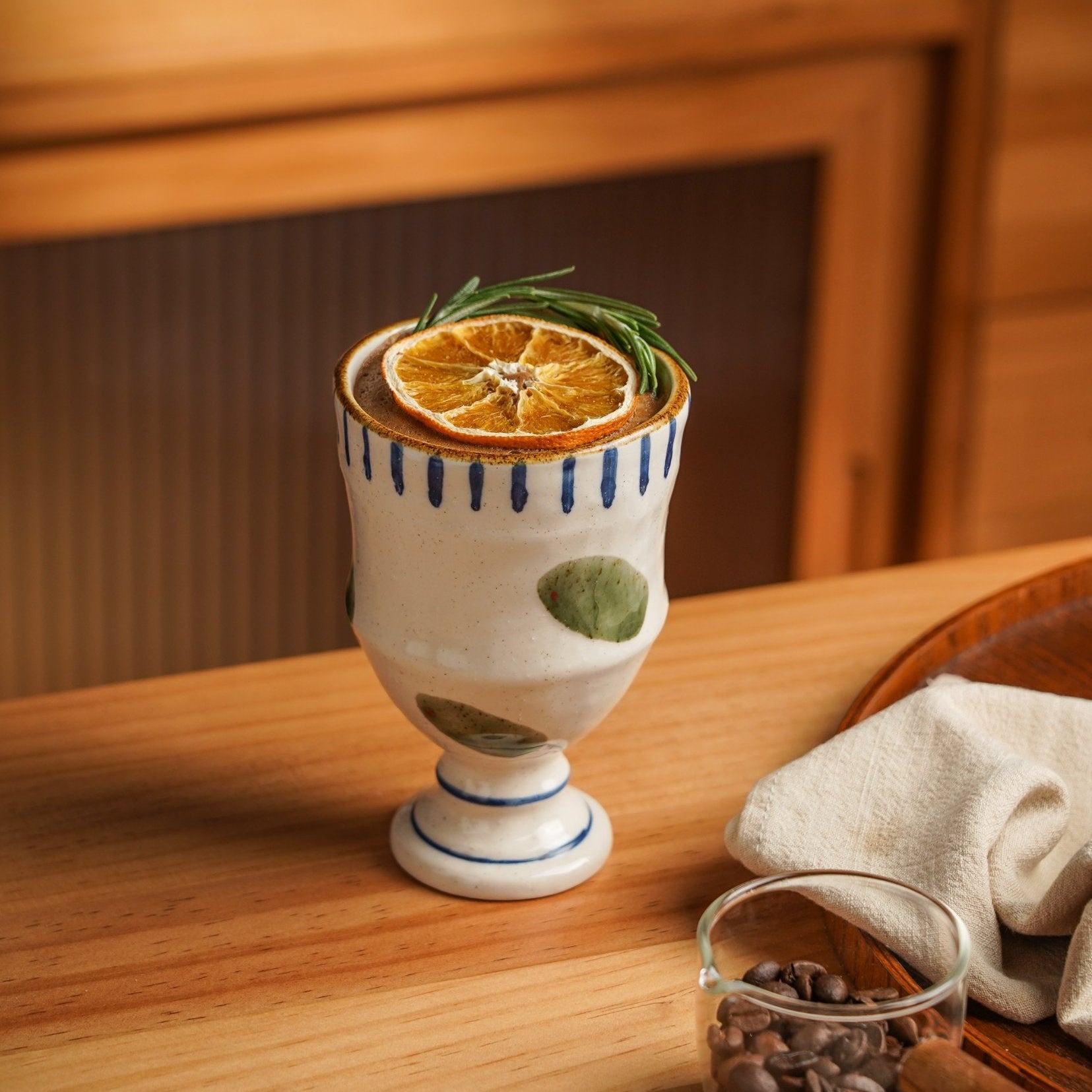 Olive Motif Tall Cup