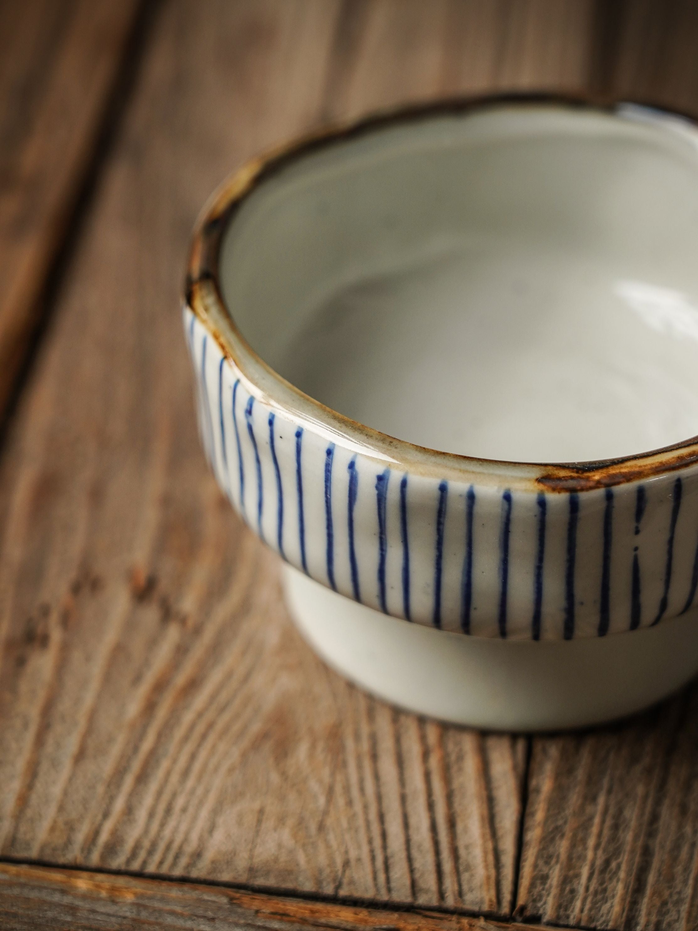 Striped Footed Dessert Bowl
