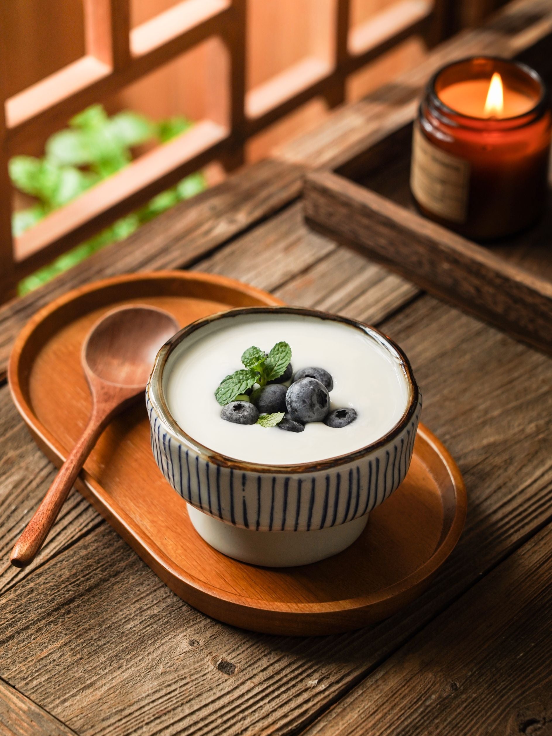 Striped Footed Dessert Bowl