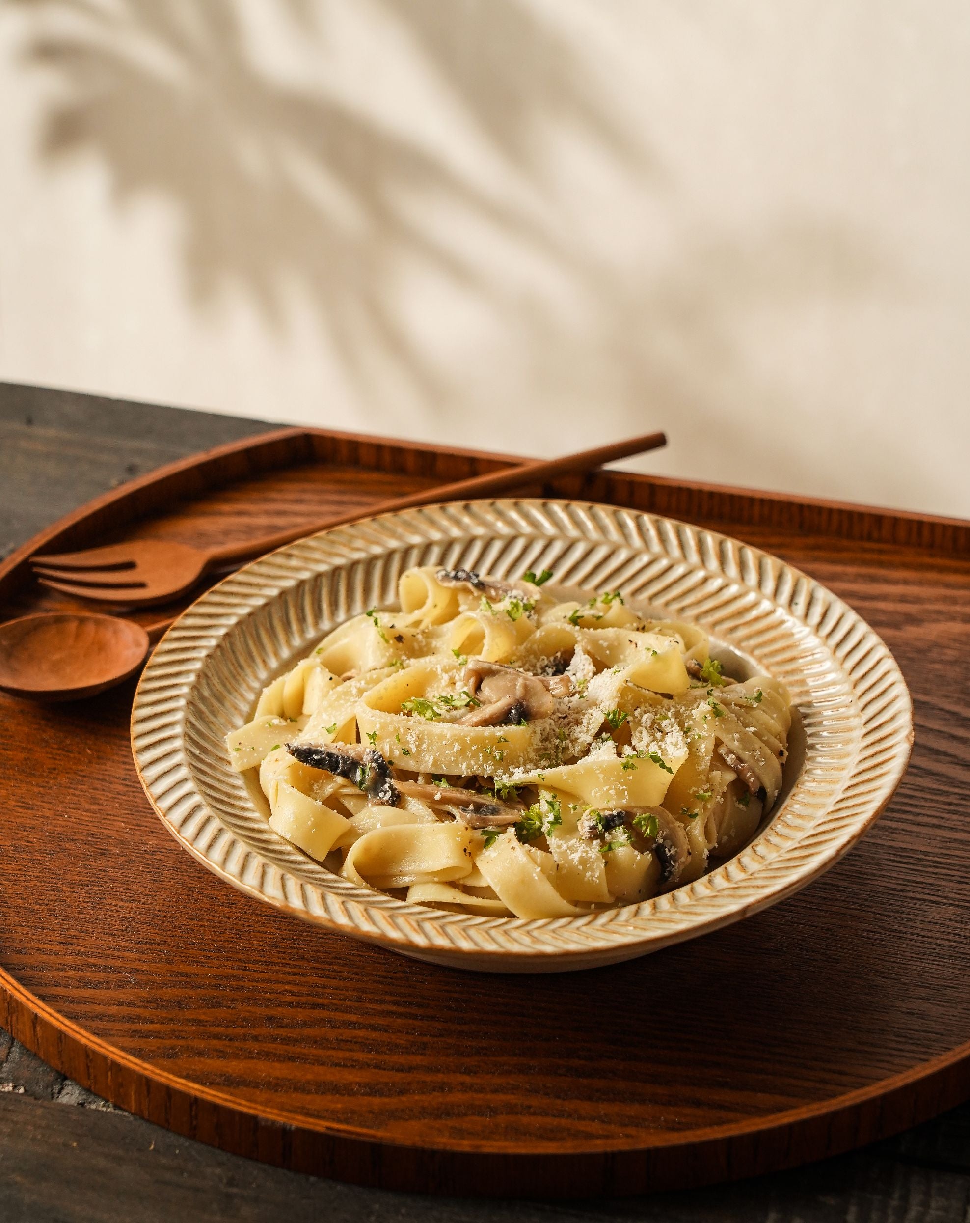 Rustic Stoneware Shallow Bowl