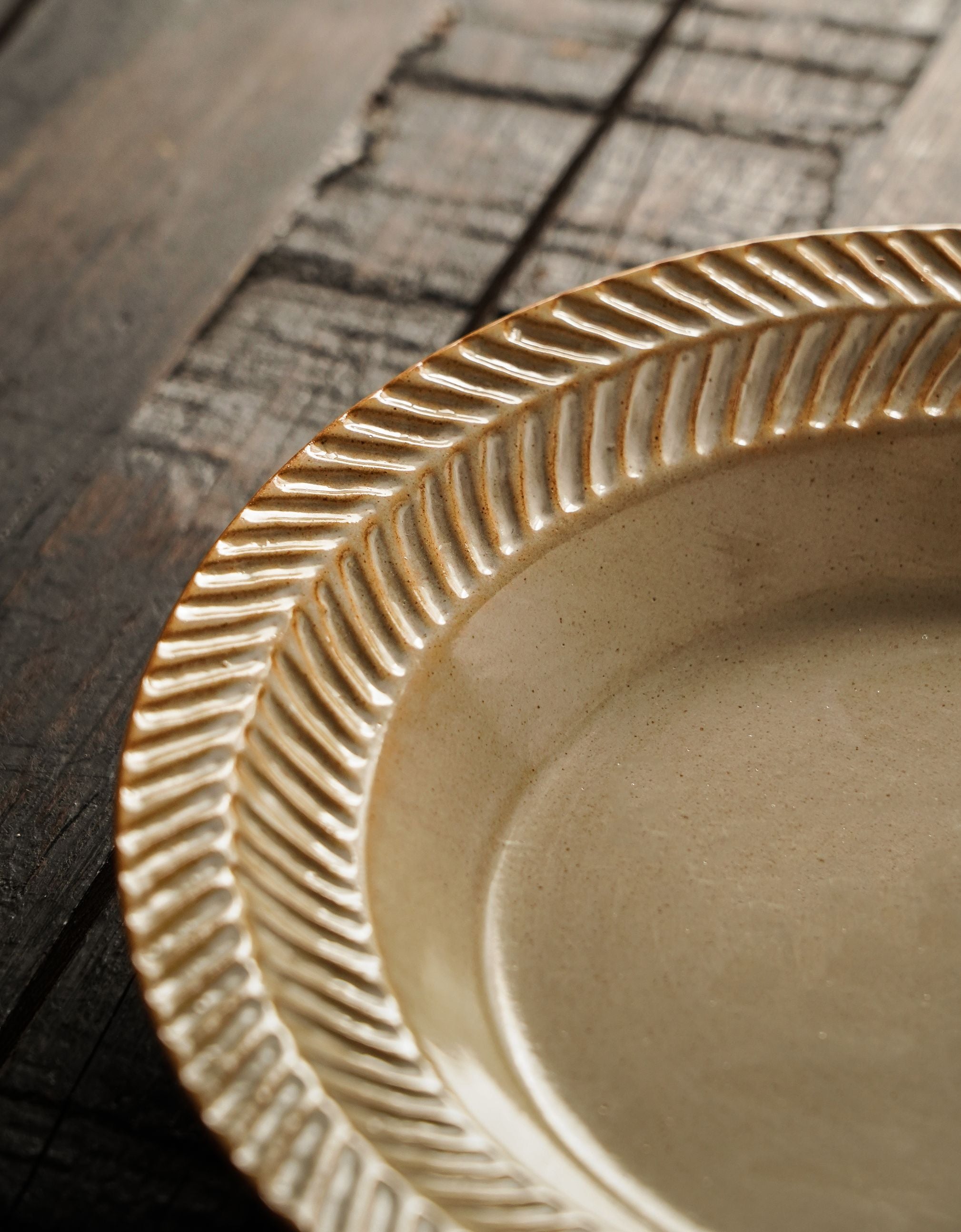 Rustic Stoneware Shallow Bowl