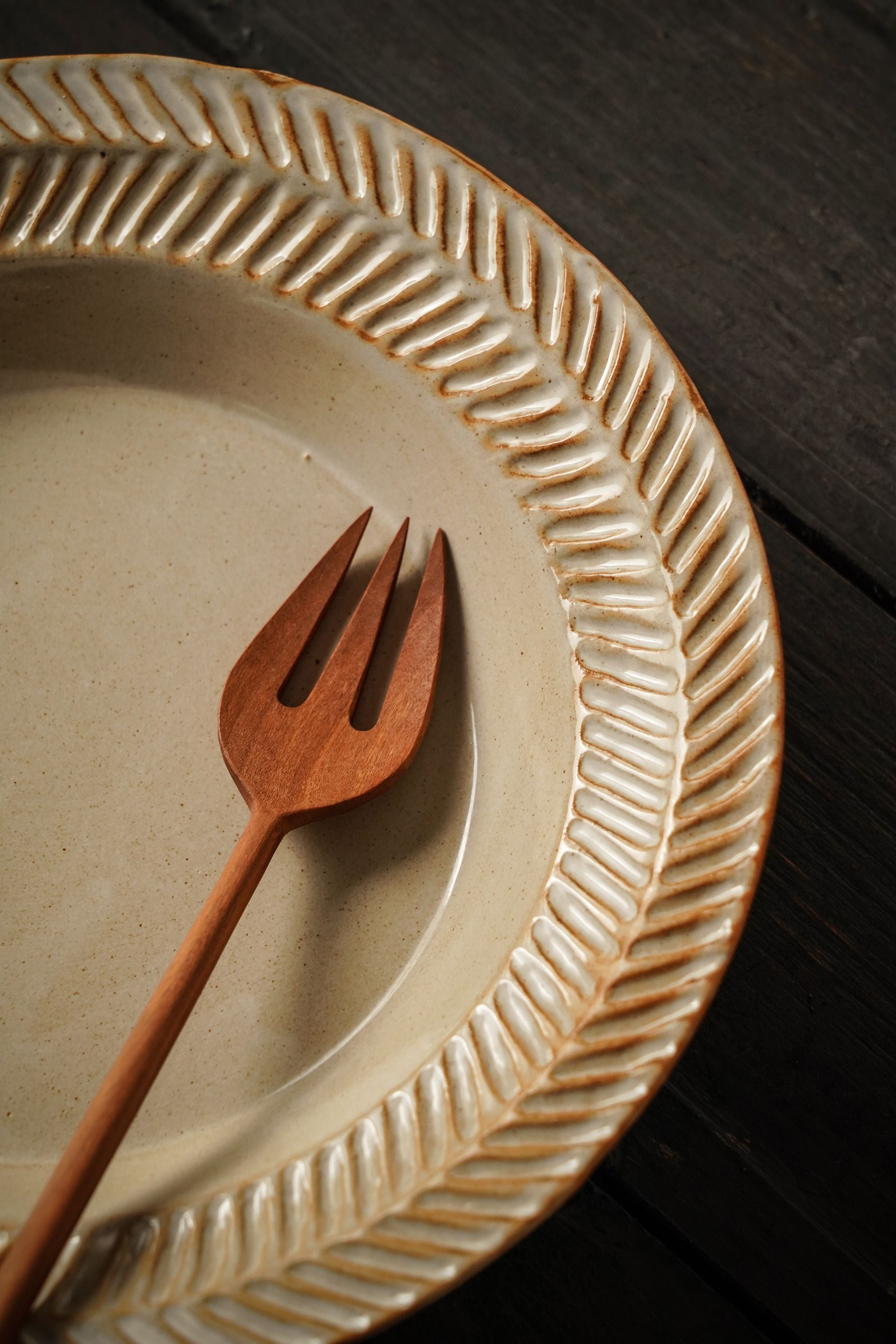 Rustic Stoneware Shallow Bowl
