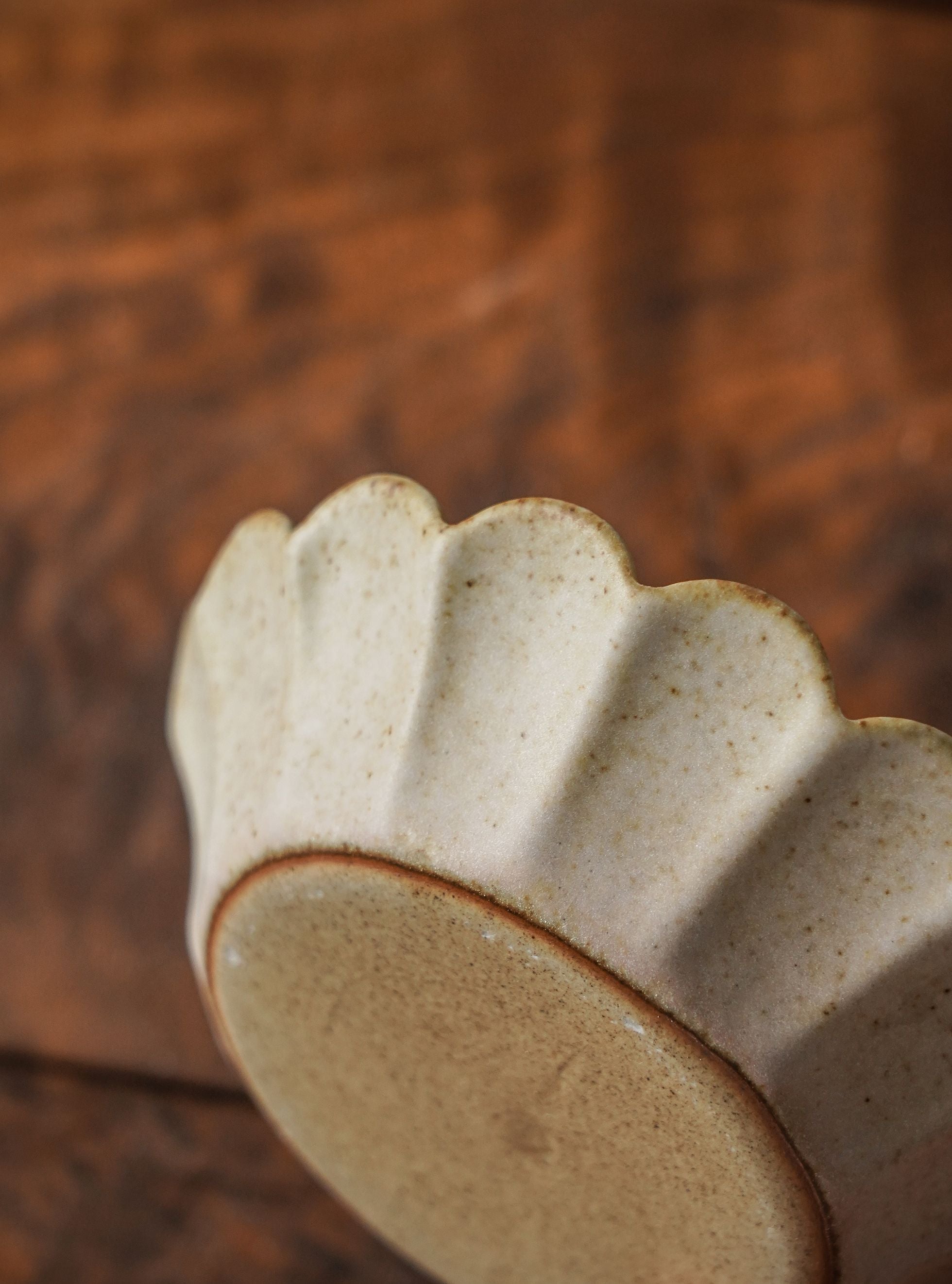 Scalloped Stoneware Side Bowl