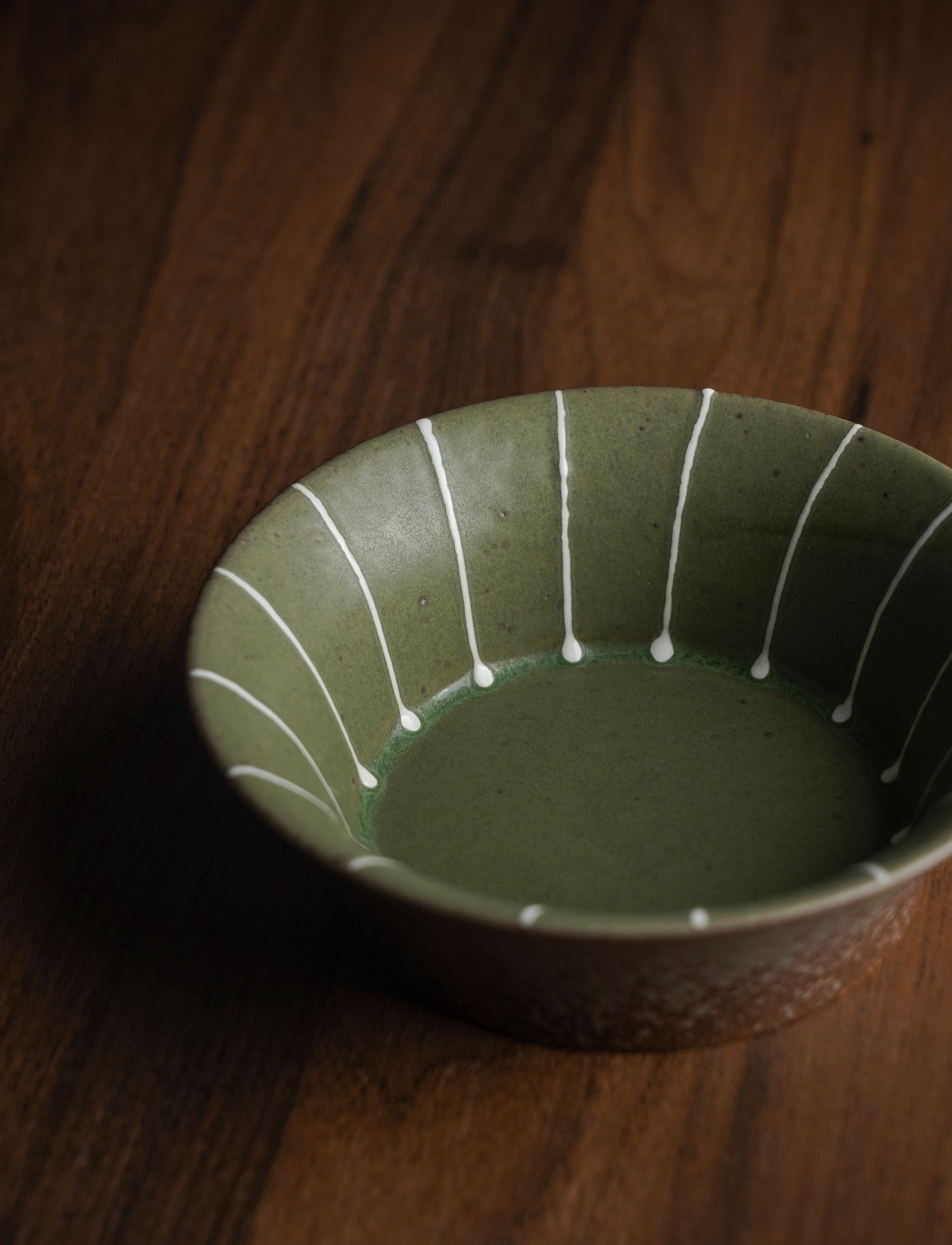 Glazed Ribbed Stoneware Bowl