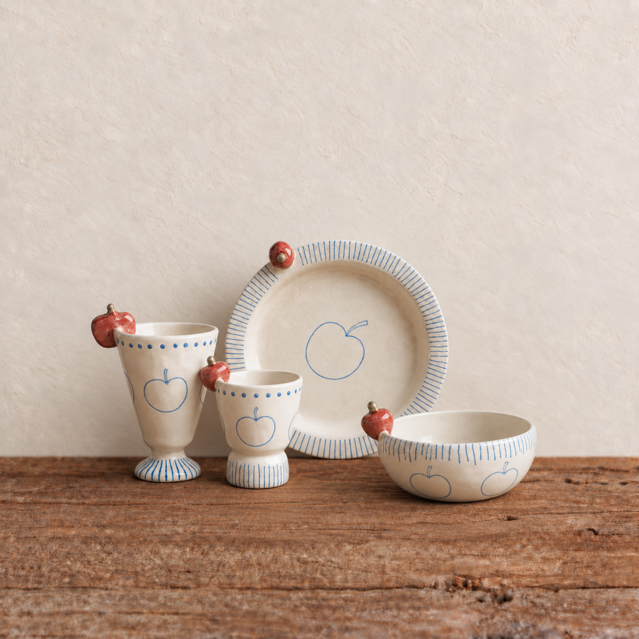 Apple Motif Stoneware Set