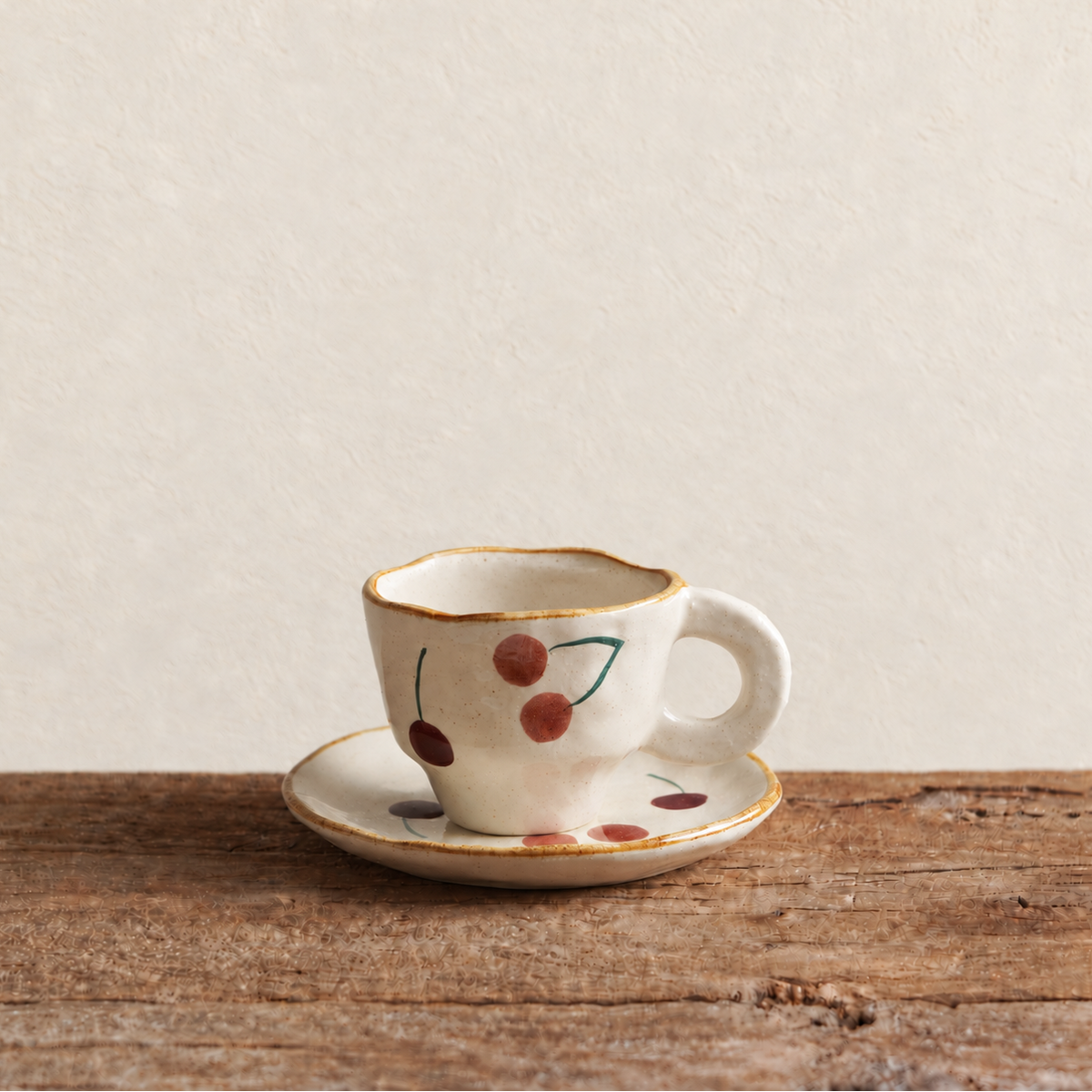 Cherry Footed Cup & Saucer Set